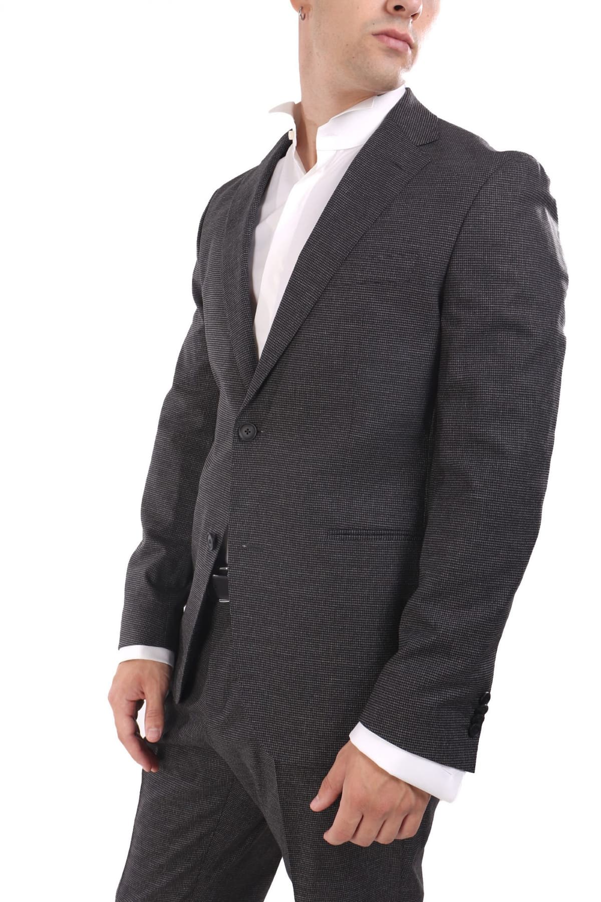 BOSS ΚΟΣΤΟΥΜΙ ΜΙΚΡΟΣΧΕΔΙΟ ΔΙΚΟΥΜΠΟ C-HUGE-2PCS-DB-252 LANIFICIO TESSE BIELLA ΓΚΡΙ