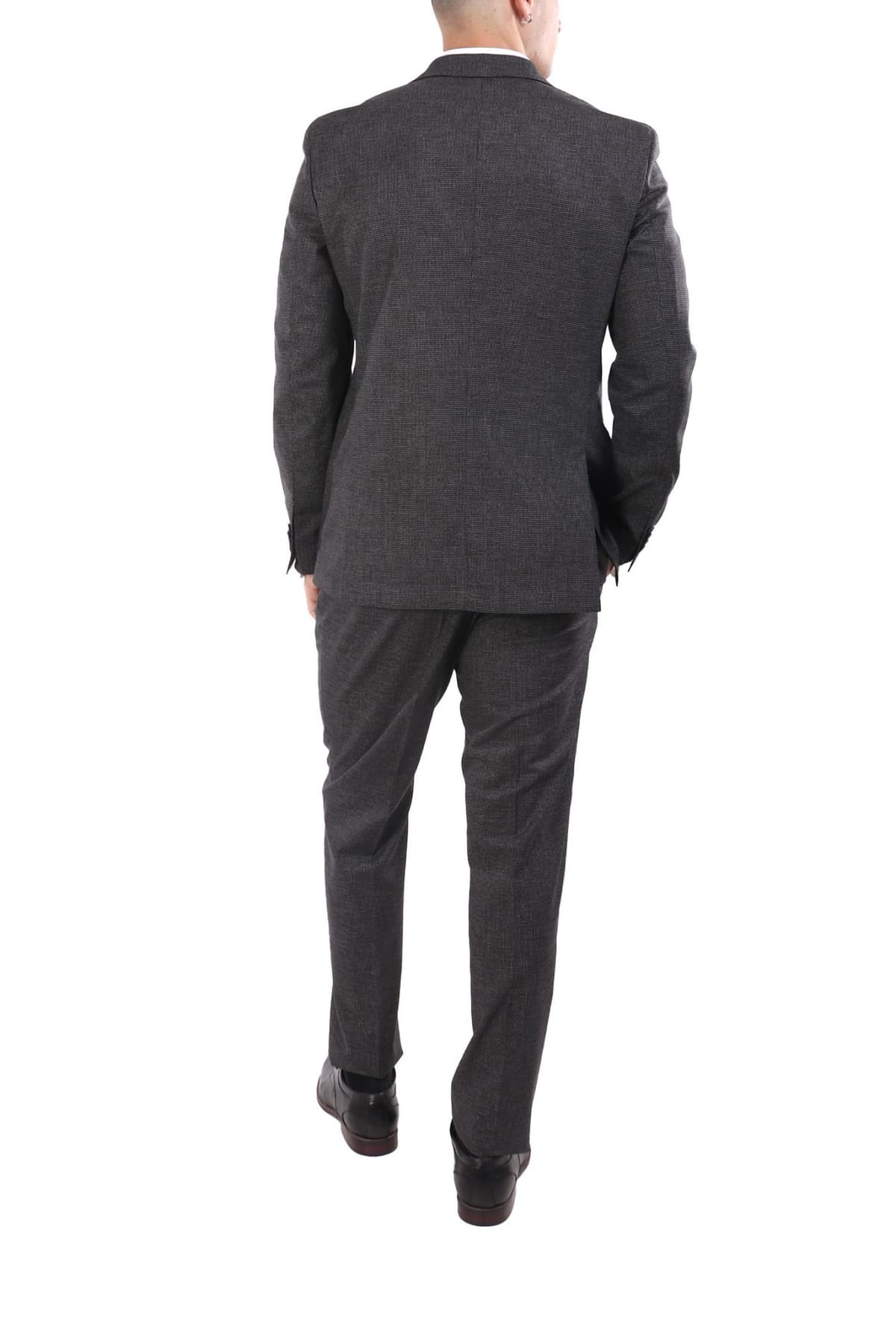 BOSS ΚΟΣΤΟΥΜΙ ΜΙΚΡΟΣΧΕΔΙΟ ΔΙΚΟΥΜΠΟ C-HUGE-2PCS-DB-252 LANIFICIO TESSE BIELLA ΓΚΡΙ