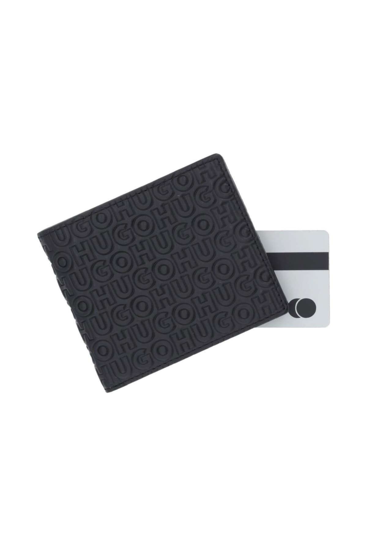 HUGO ΠΟΡΤΟΦΟΛΙ ETHON HI_M_8CC ALL OVER LOGO ΜΑΥΡΟ