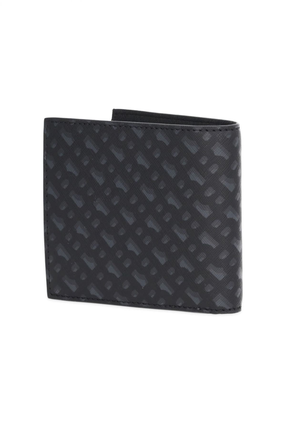 BOSS ΠΟΡΤΟΦΟΛΙ ZAIR MN 4CC COIN ALL OVER LOGO ΜΑΥΡΟ-ΓΚΡΙ