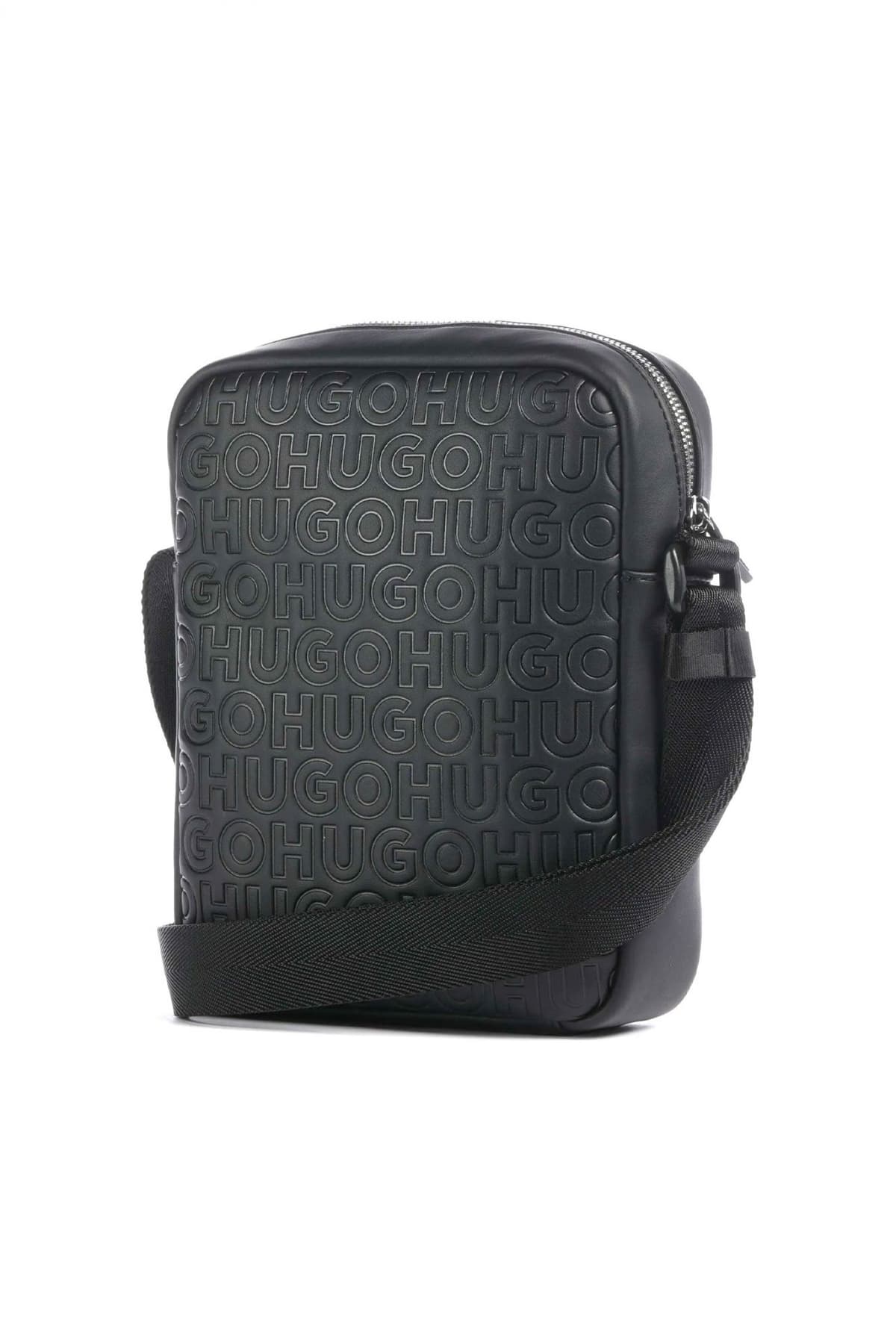 HUGO ΤΣΑΝΤΑΚΙ CROSSBODY ETHON2.0HI_MN_NS ZIP ALL OVER LOGO ΜΑΥΡΟ