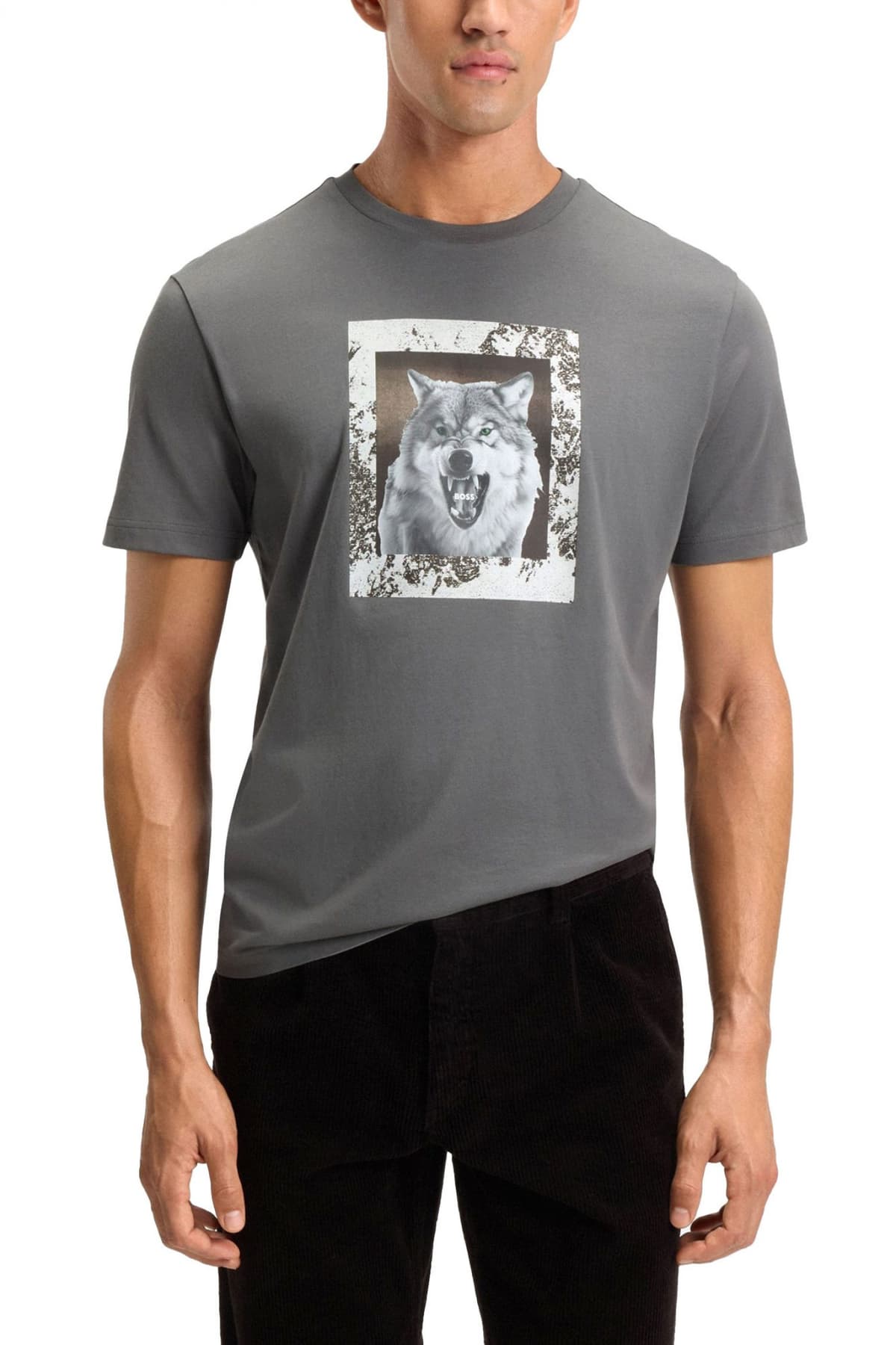 BOSS CASUAL T-SHIRT TE_LUPO ΓΚΡΙ