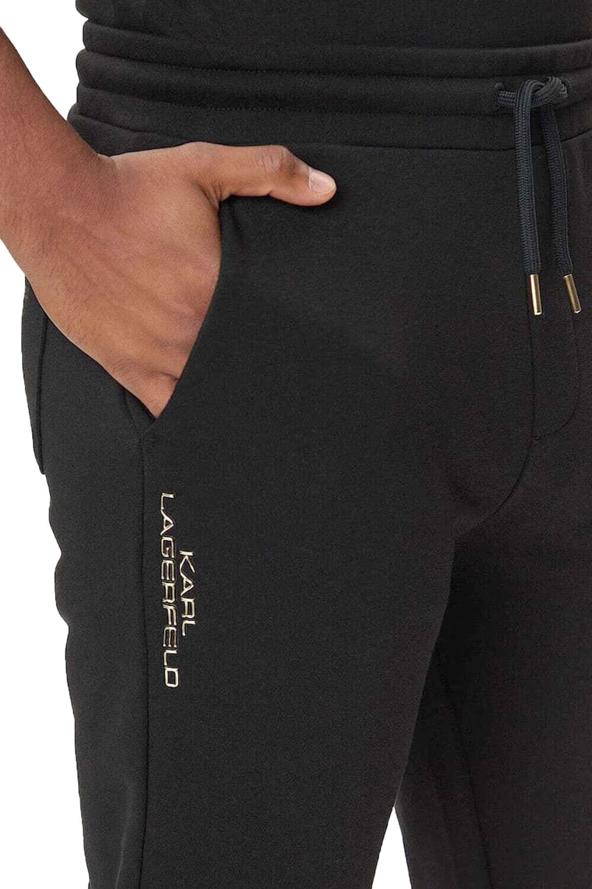 KARL LAGERFELD ΠΑΝΤΕΛΟΝΙ ΦΟΡΜΑ GOLD LOGO ΜΑΥΡΟ