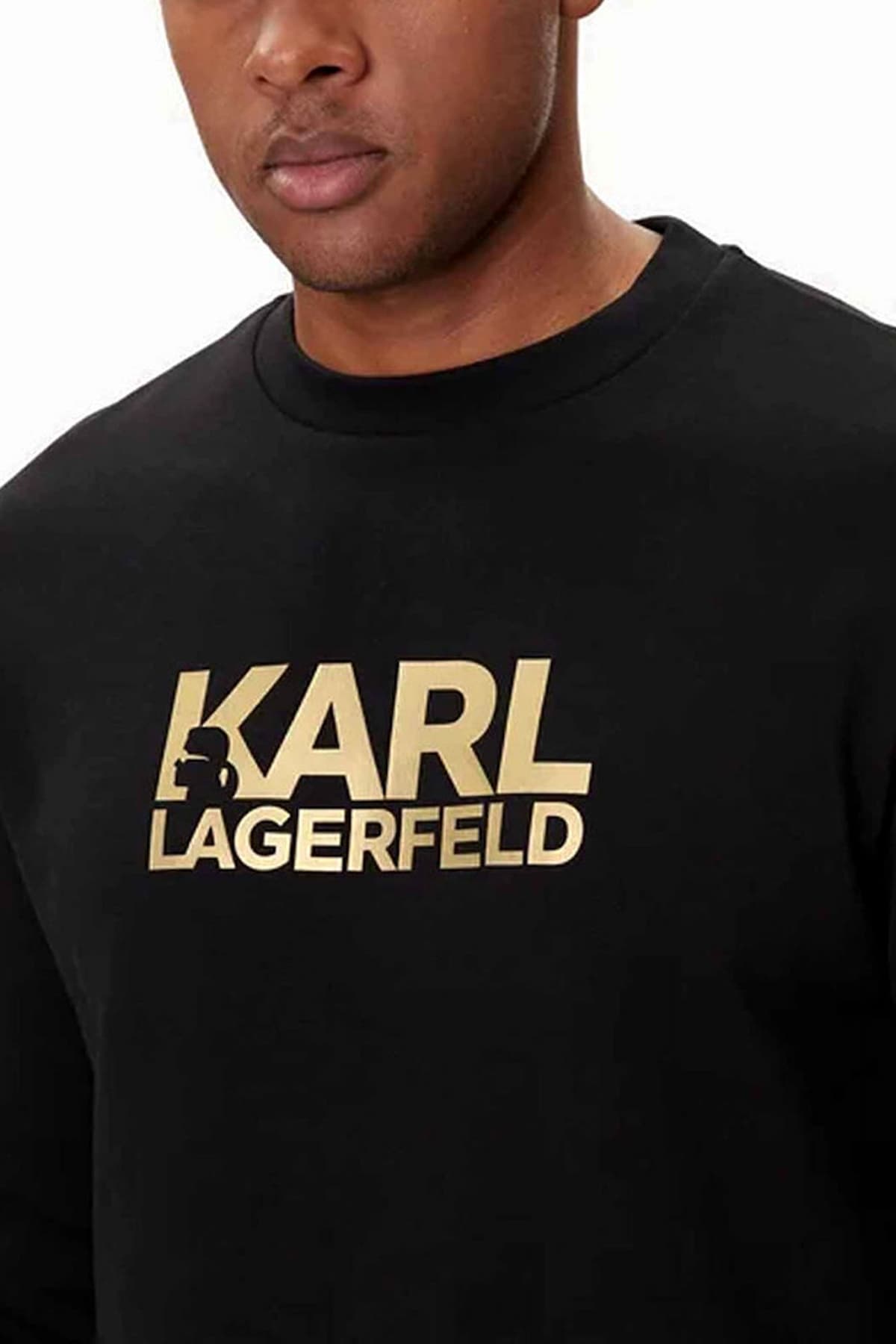 KARL LAGERFELD ΦΟΥΤΕΡ CREW NECK LOGO GOLD ΜΑΥΡΟ