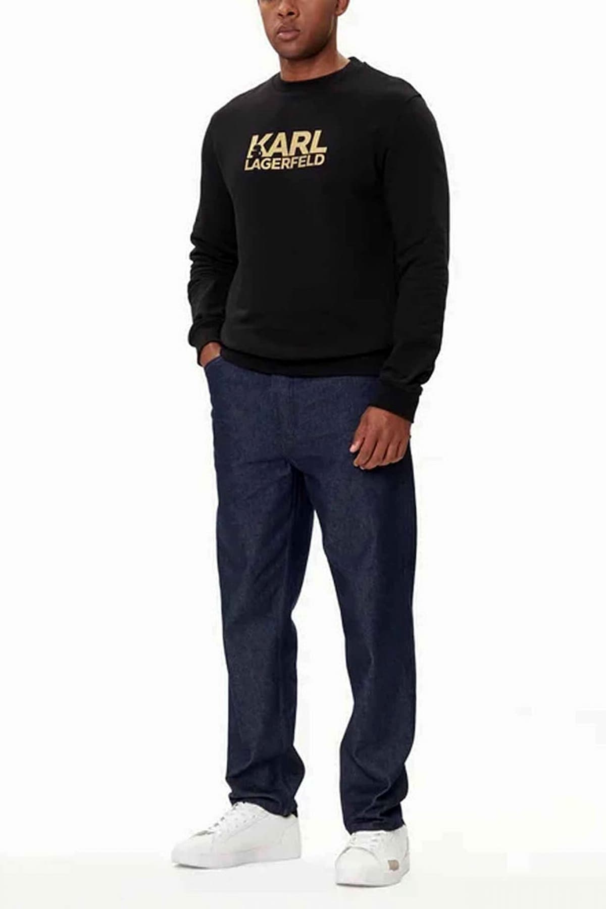 KARL LAGERFELD ΦΟΥΤΕΡ CREW NECK LOGO GOLD ΜΑΥΡΟ