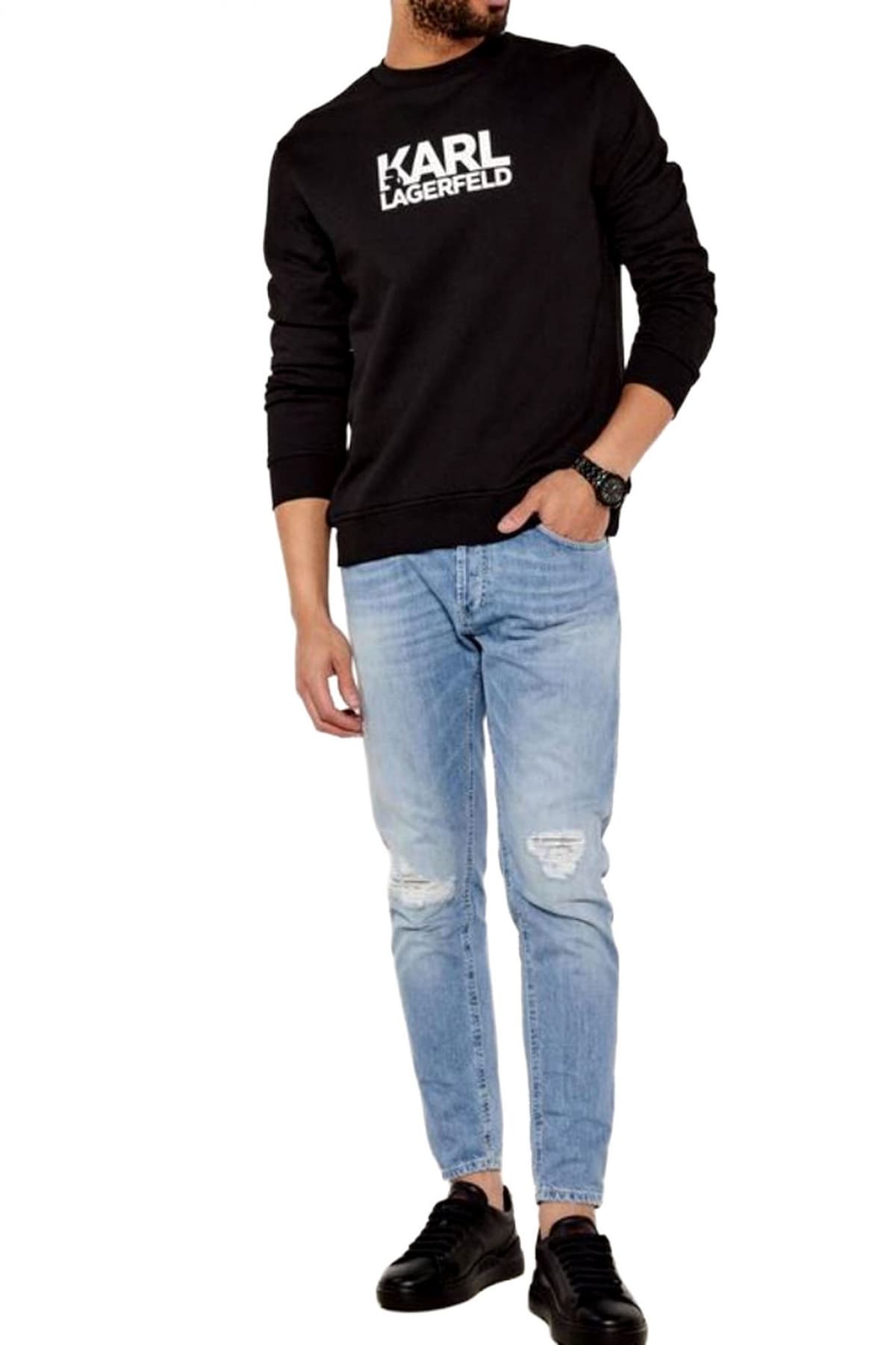 KARL LAGERFELD ΦΟΥΤΕΡ CREW NECK LOGO ΜΑΥΡΟ