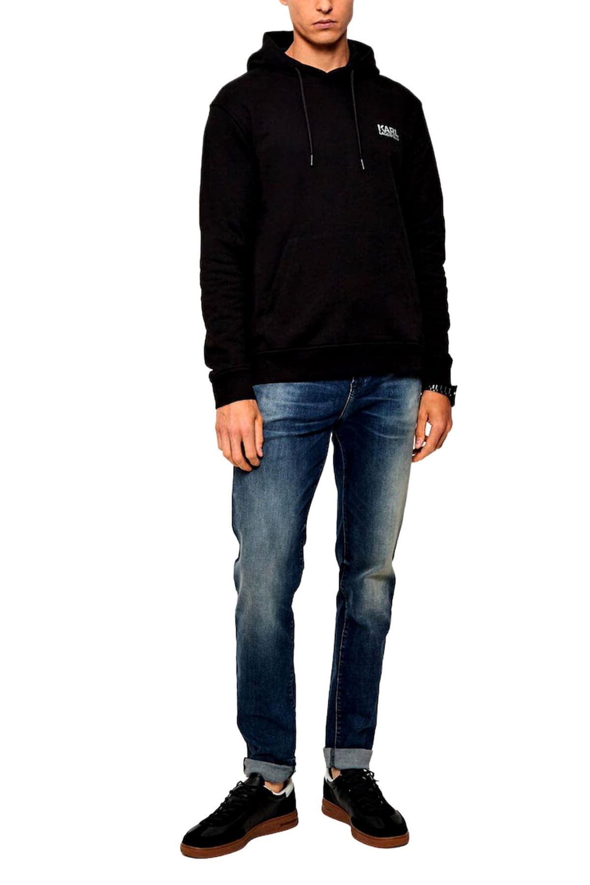 KARL LAGERFELD ΦΟΥΤΕΡ HOODIE SILVER LOGO ΜΑΥΡΟ