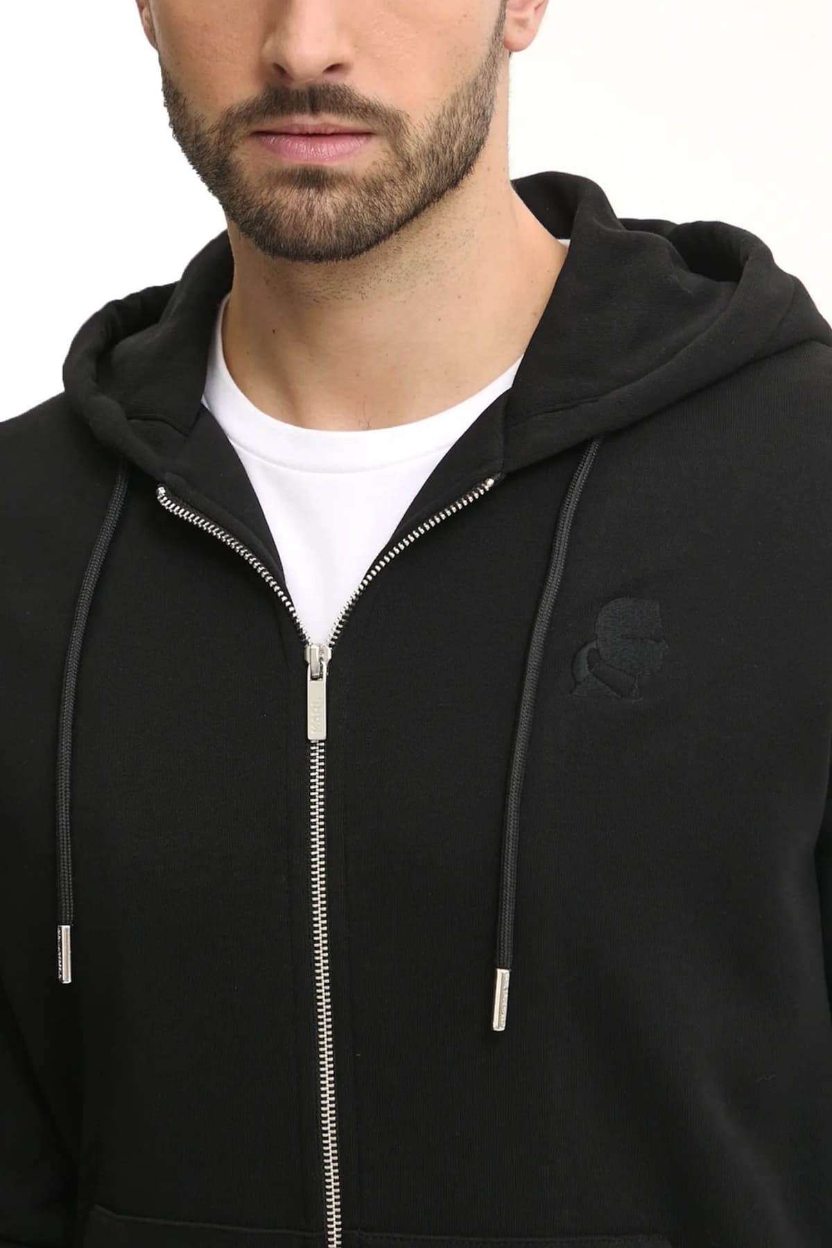 KARL LAGERFELD ΦΟΥΤΕΡ ZIPHOOD LOGO ΜΑΥΡΟ