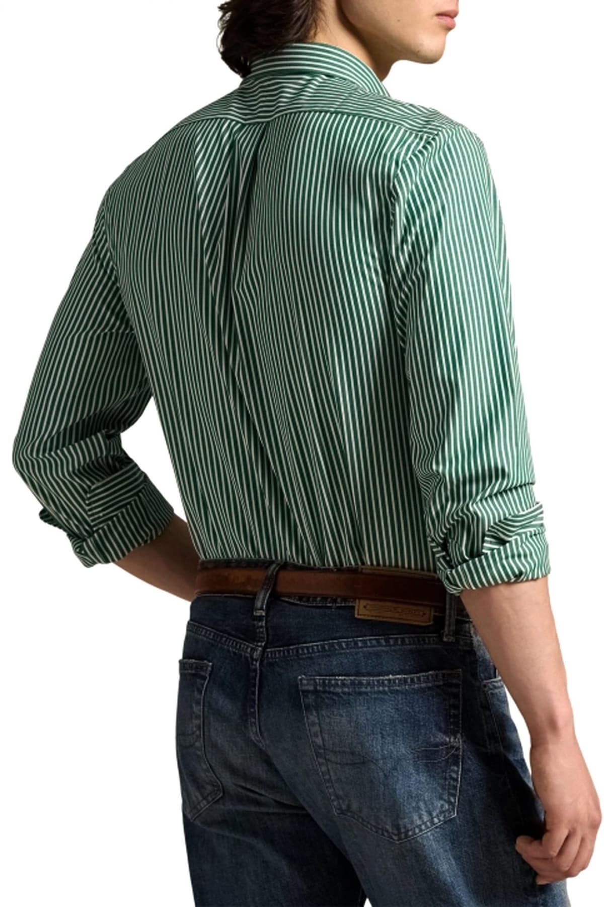 RALPH LAUREN ΠΟΥΚΑΜΙΣΟ ΡΙΓΕ BUTTON DOWN CUSTOM FIT STRETCH ΠΡΑΣΙΝΟ-ΛΕΥΚΟ