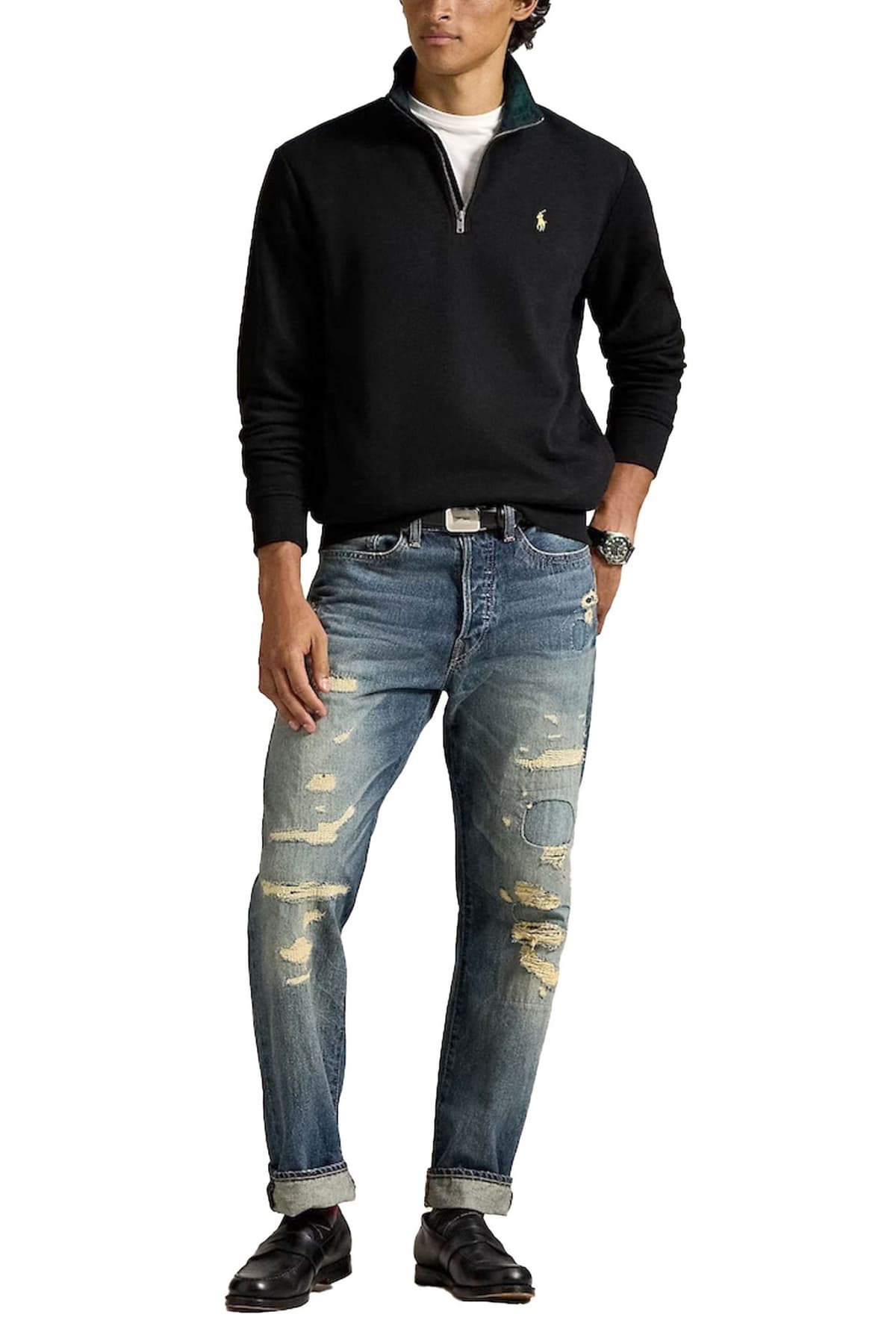 RALPH LAUREN ΦΟΥΤΕΡ HALFZIP LOGO ΜΑΥΡΟ