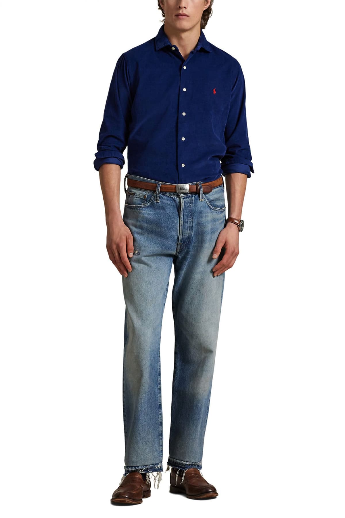 RALPH LAUREN ΠΟΥΚΑΜΙΣΟ ΚΟΤΛΕ CUSTOM FIT LOGO ΜΠΛΕ