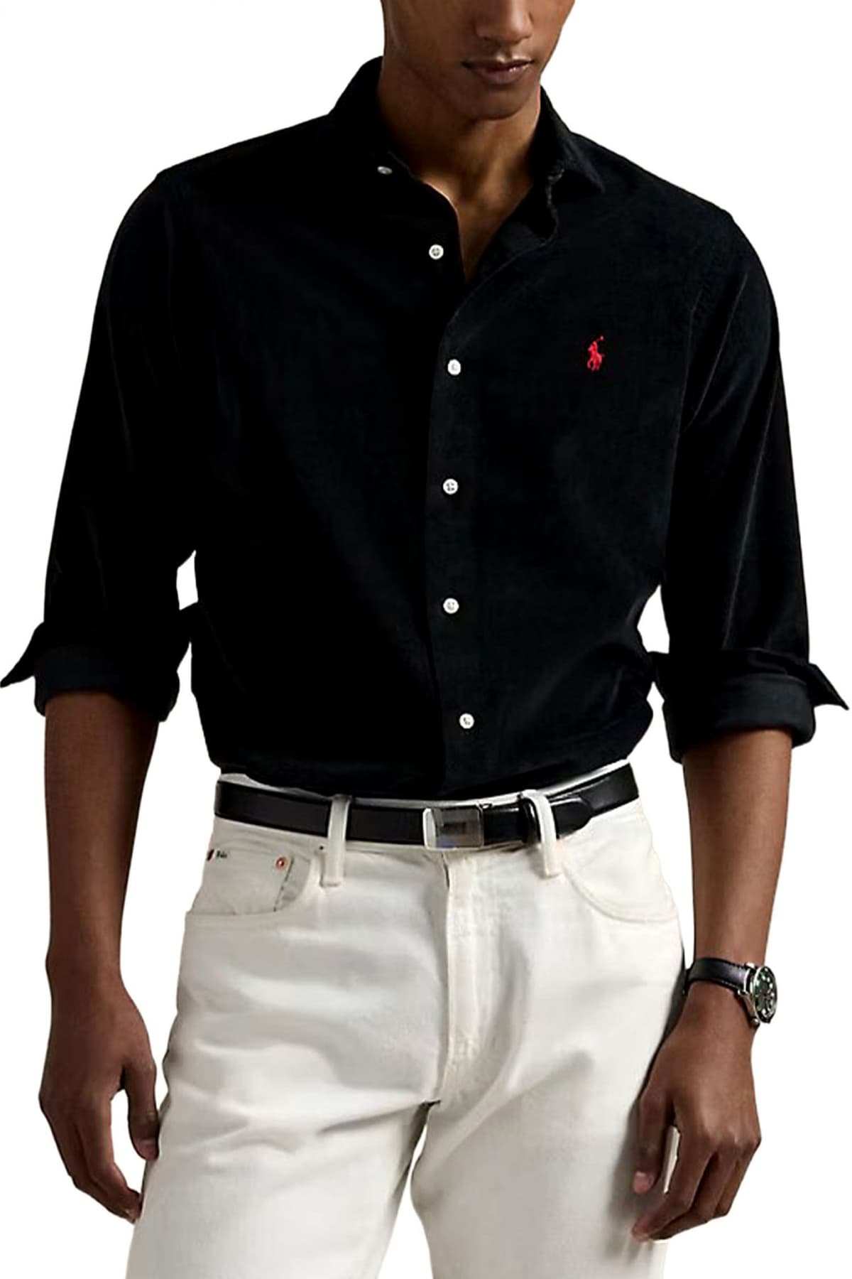 RALPH LAUREN ΠΟΥΚΑΜΙΣΟ CUSTOM FIT LOGO ΜΑΥΡΟ