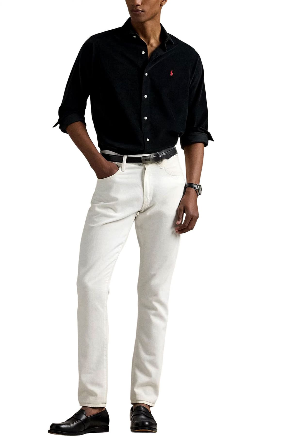 RALPH LAUREN ΠΟΥΚΑΜΙΣΟ CUSTOM FIT LOGO ΜΑΥΡΟ