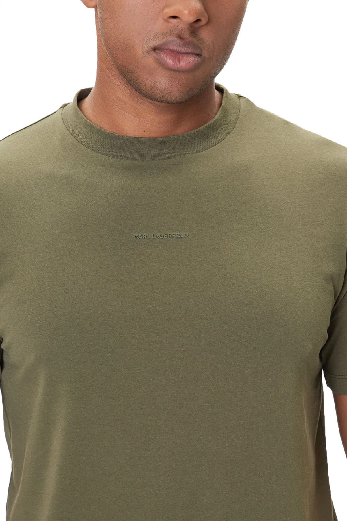 KARL LAGERFELD T-SHIRT CREW NECK LOGO ΧΑΚΙ