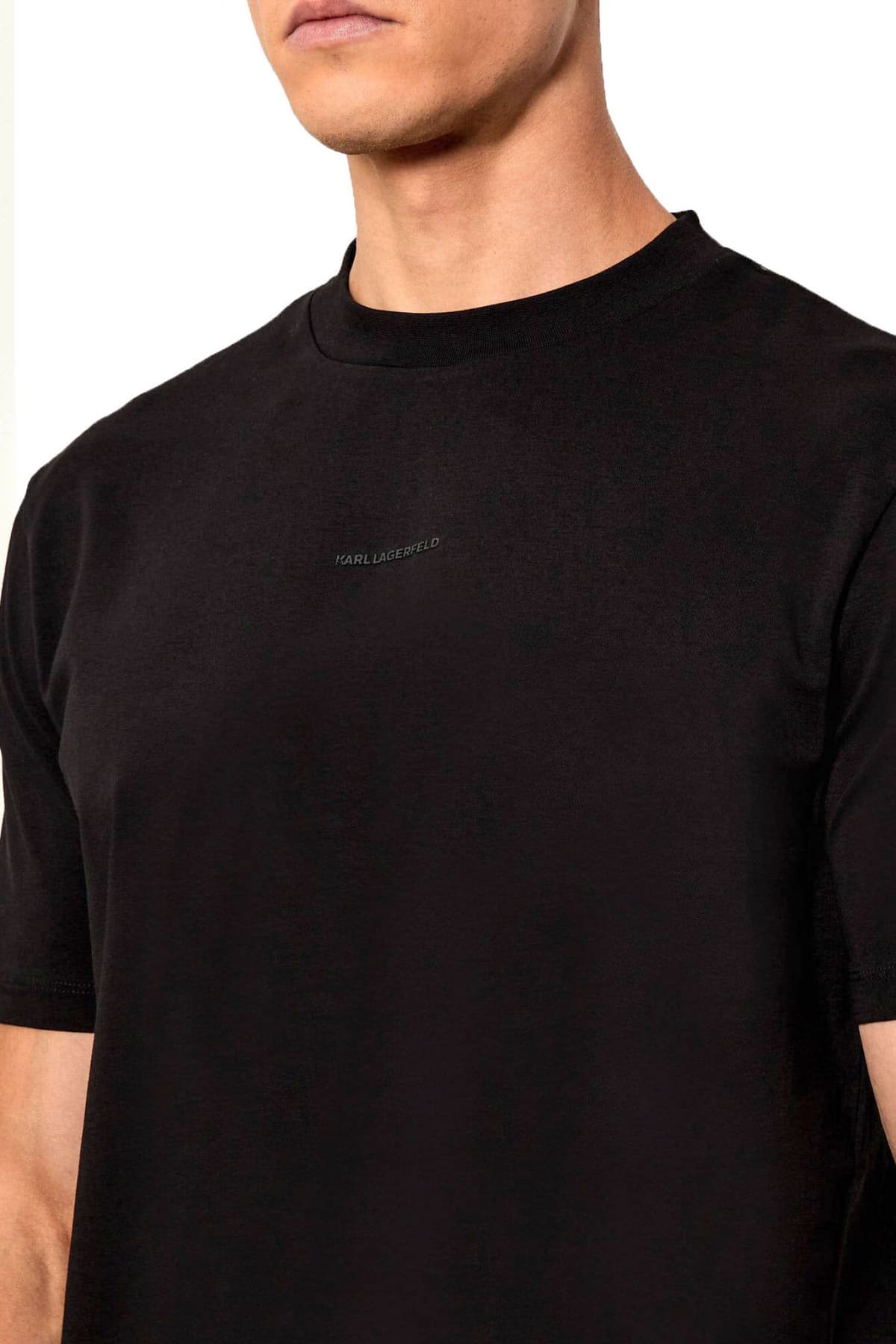 KARL LAGERFELD T-SHIRT CREW NECK SILVER LOGO ΜΑΥΡΟ