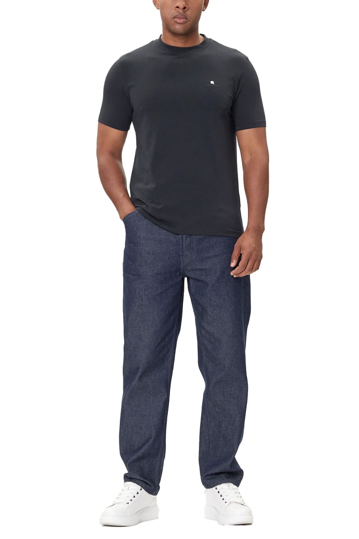 KARL LAGERFELD T-SHIRT CREW NECK SILVER LOGO ΜΠΛΕ