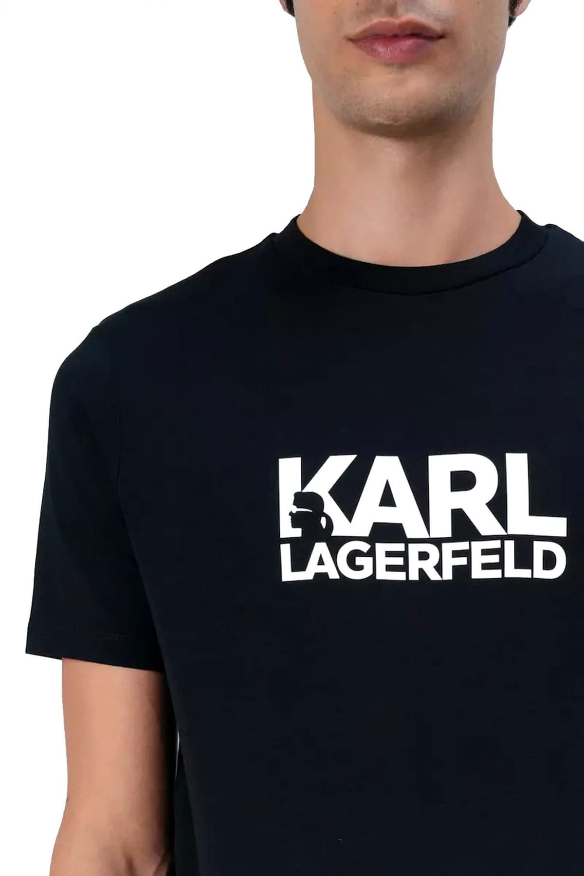 KARL LAGERFELD T-SHIRT CREW NECK LOGO ΜΠΛΕ