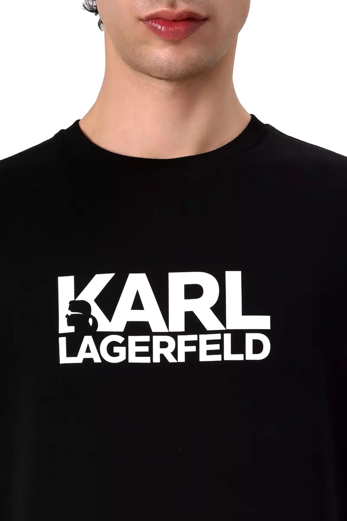 KARL LAGERFELD T-SHIRT CREW NECK LOGO ΜΑΥΡΟ