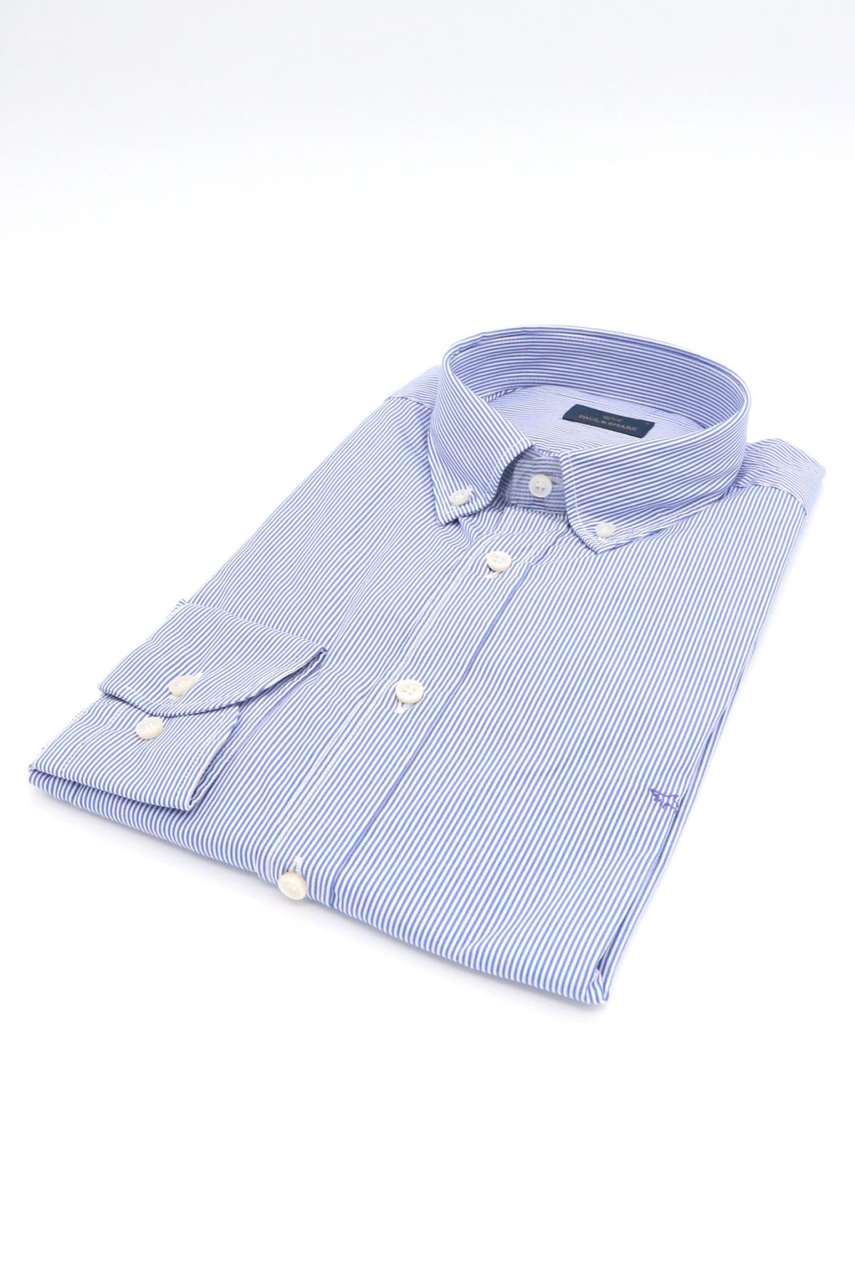 PAUL&SHARK ΠΟΥΚΑΜΙΣΟ BUTTON DOWN ΡΙΓΕ ΜΠΛΕ-ΛΕΥΚΟ