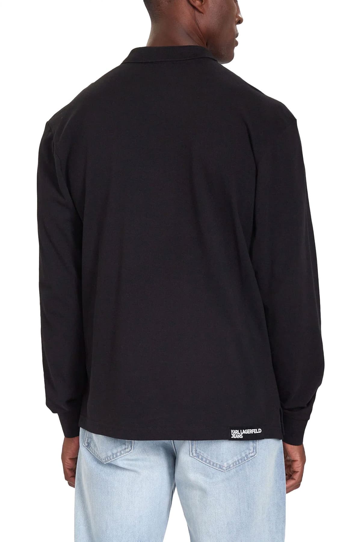 KARL LAGERFELD JEANS POLO PIQUE REGULAR FIT LS ΜΑΥΡΟ