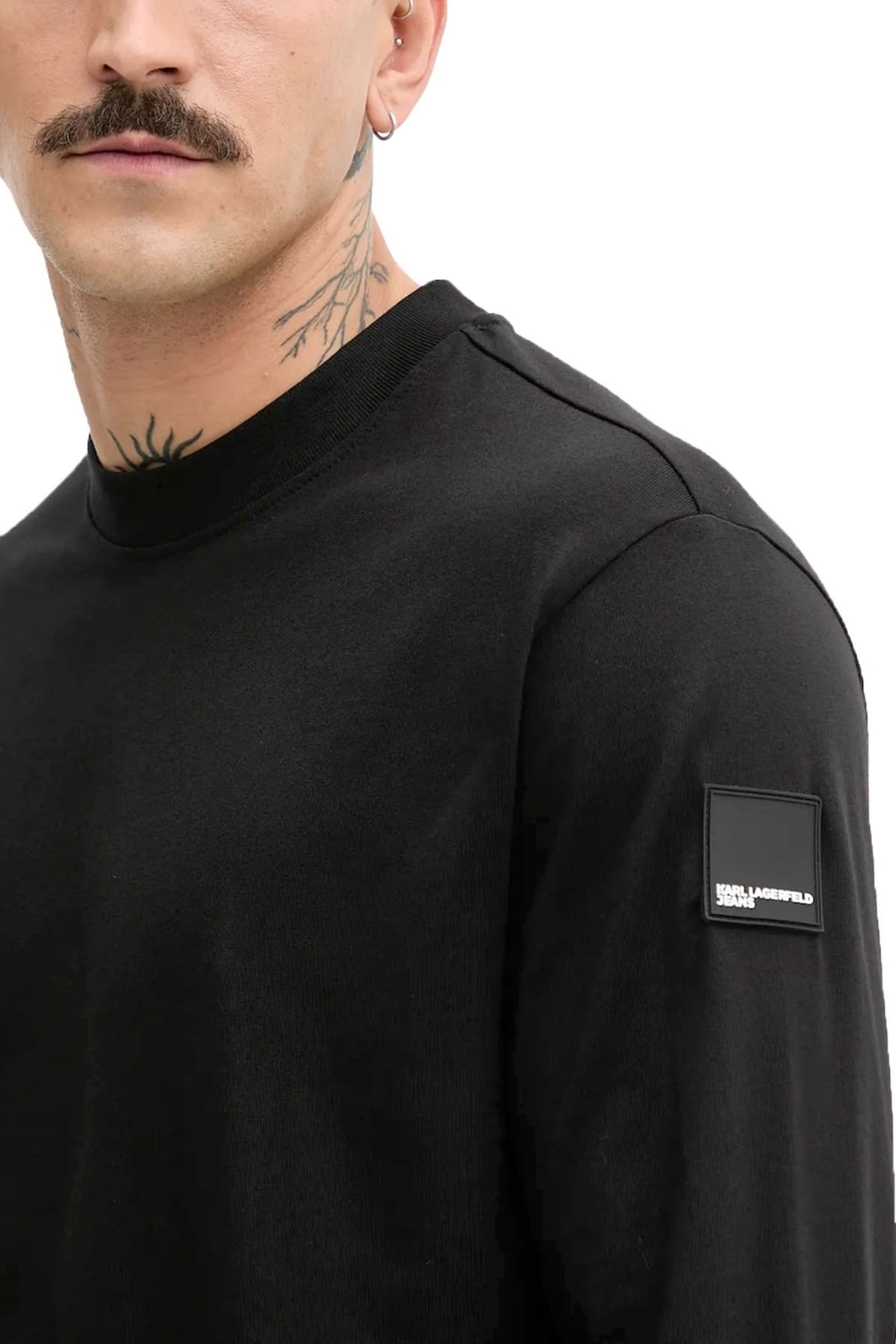 KARL LAGERFELD JEANS T-SHIRT CURVED HEM REGULAR FIT LS ΜΑΥΡΟ