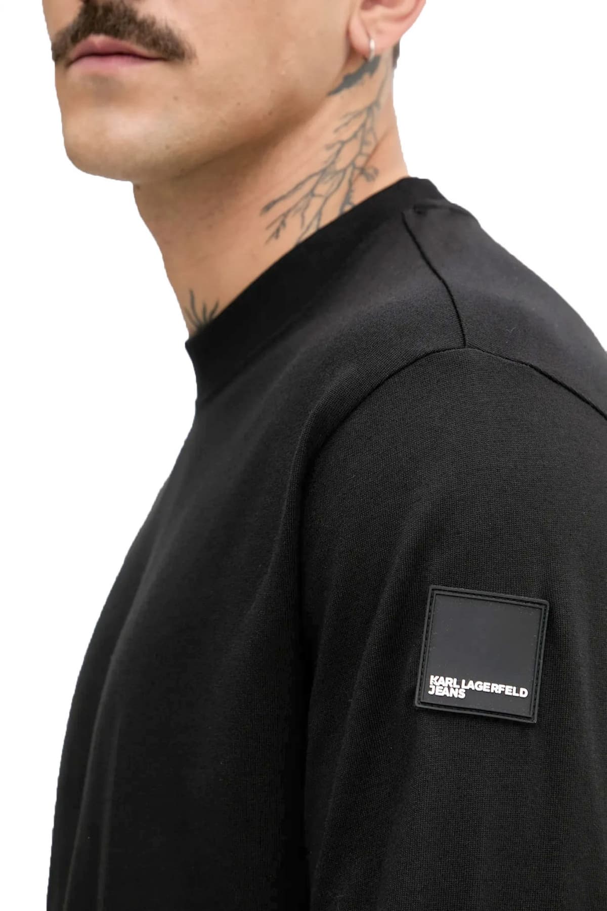 KARL LAGERFELD JEANS T-SHIRT CURVED HEM REGULAR FIT LS ΜΑΥΡΟ