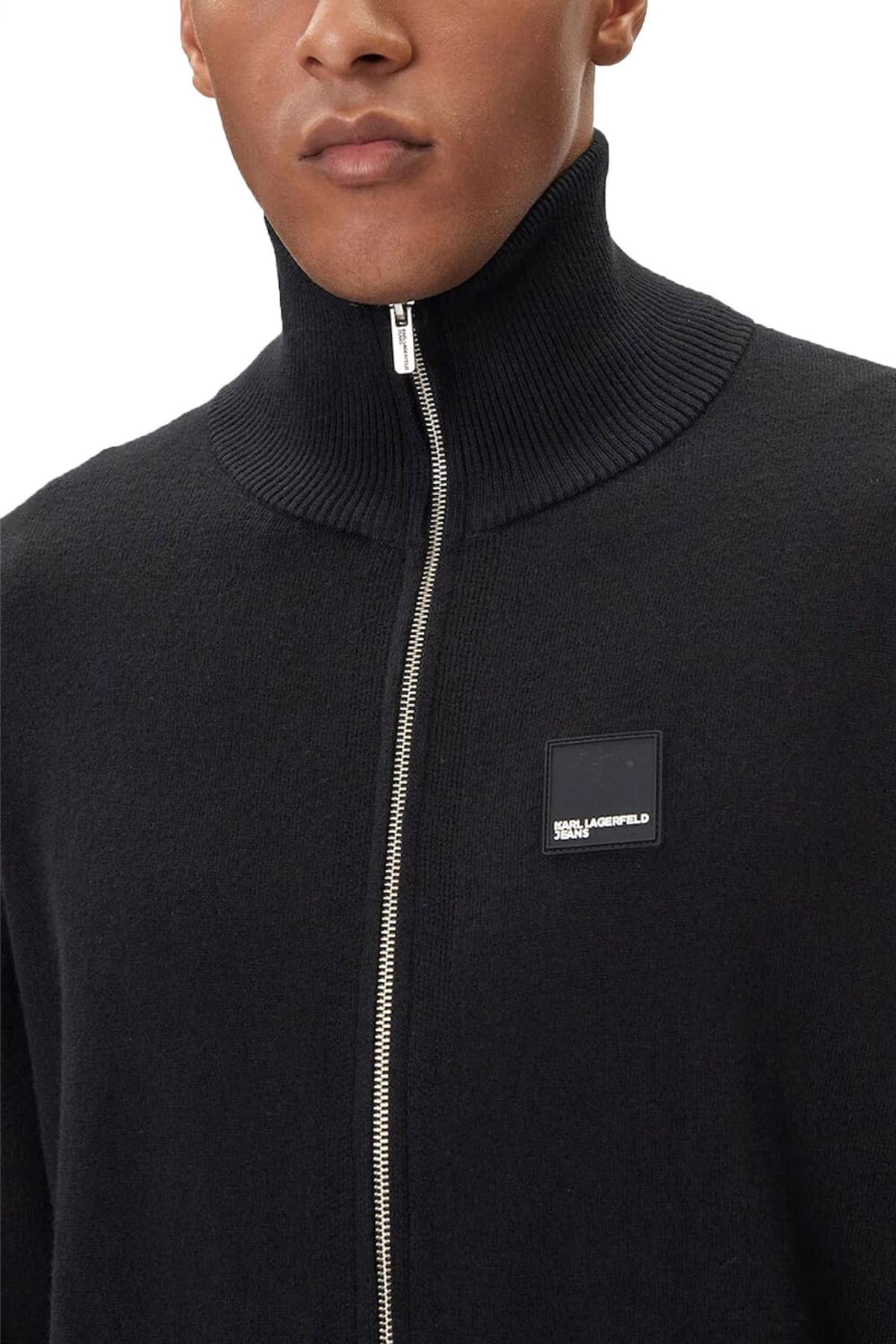 KARL LAGERFELD JEANS ΠΛΕΚΤΟ FULLZIP LOGO ΜΑΥΡΟ