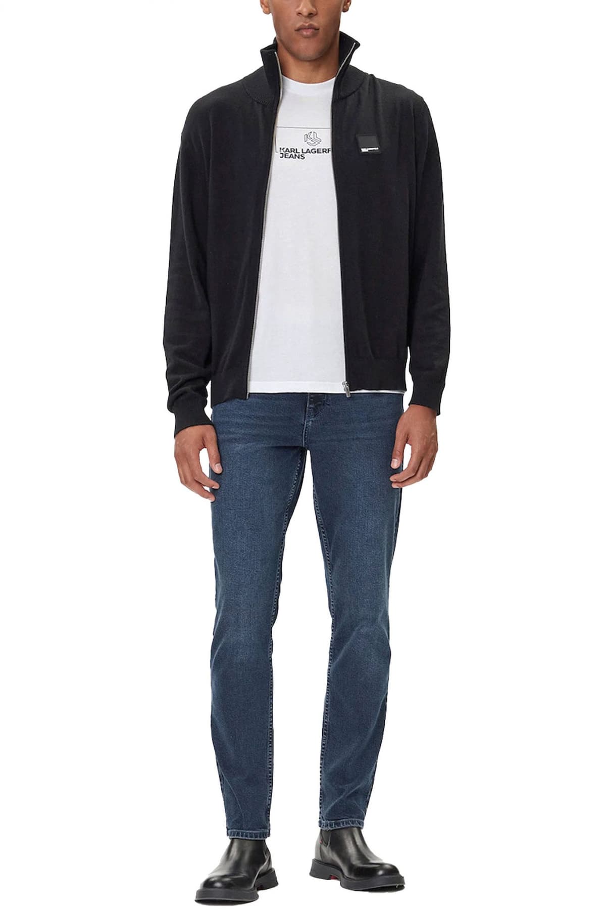 KARL LAGERFELD JEANS ΠΛΕΚΤΟ FULLZIP LOGO ΜΑΥΡΟ