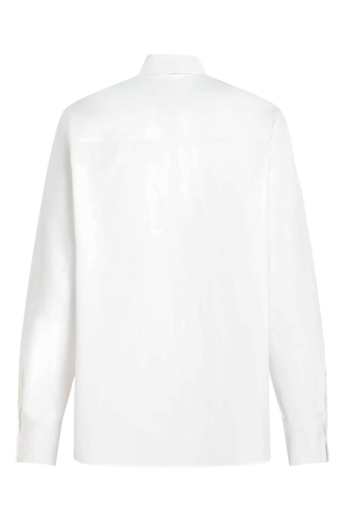 KARL LAGERFELD ΠΟΥΚΑΜΙΣΟ RETRO POPLIN BOW ΑΠΟΣΠΩΜΕΝΗ ΛΕΠΤΟΜΕΡΕΙΑ ΛΑΙΜΟΥ LOGO ΛΕΥΚΟ