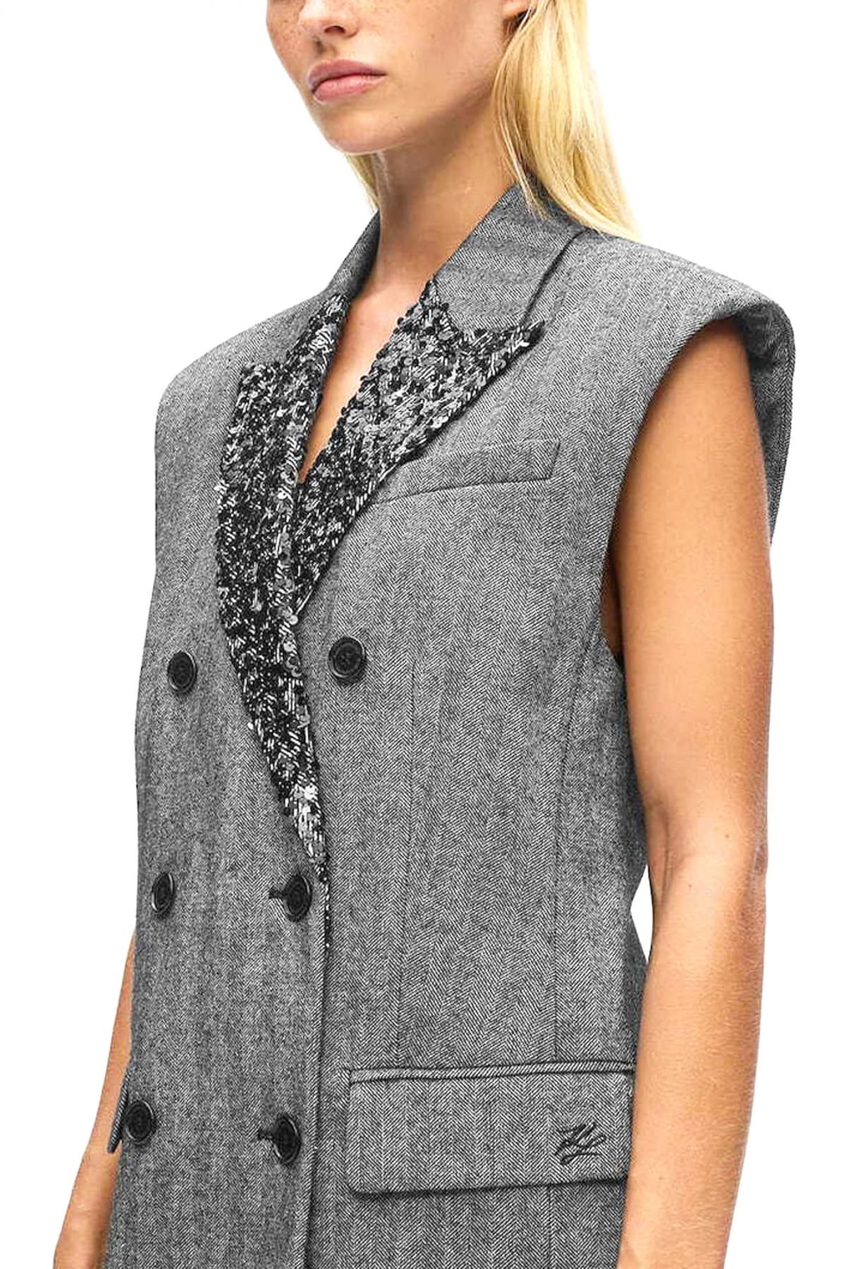 KARL LAGERFELD ΓΙΛΕΚΟ ΑΜΑΝΙΚΟ ΣΤΑΥΡΩΤΟ ΠΕΤΟ ΠΑΓΙΕΤΑ ΓΚΡΙ