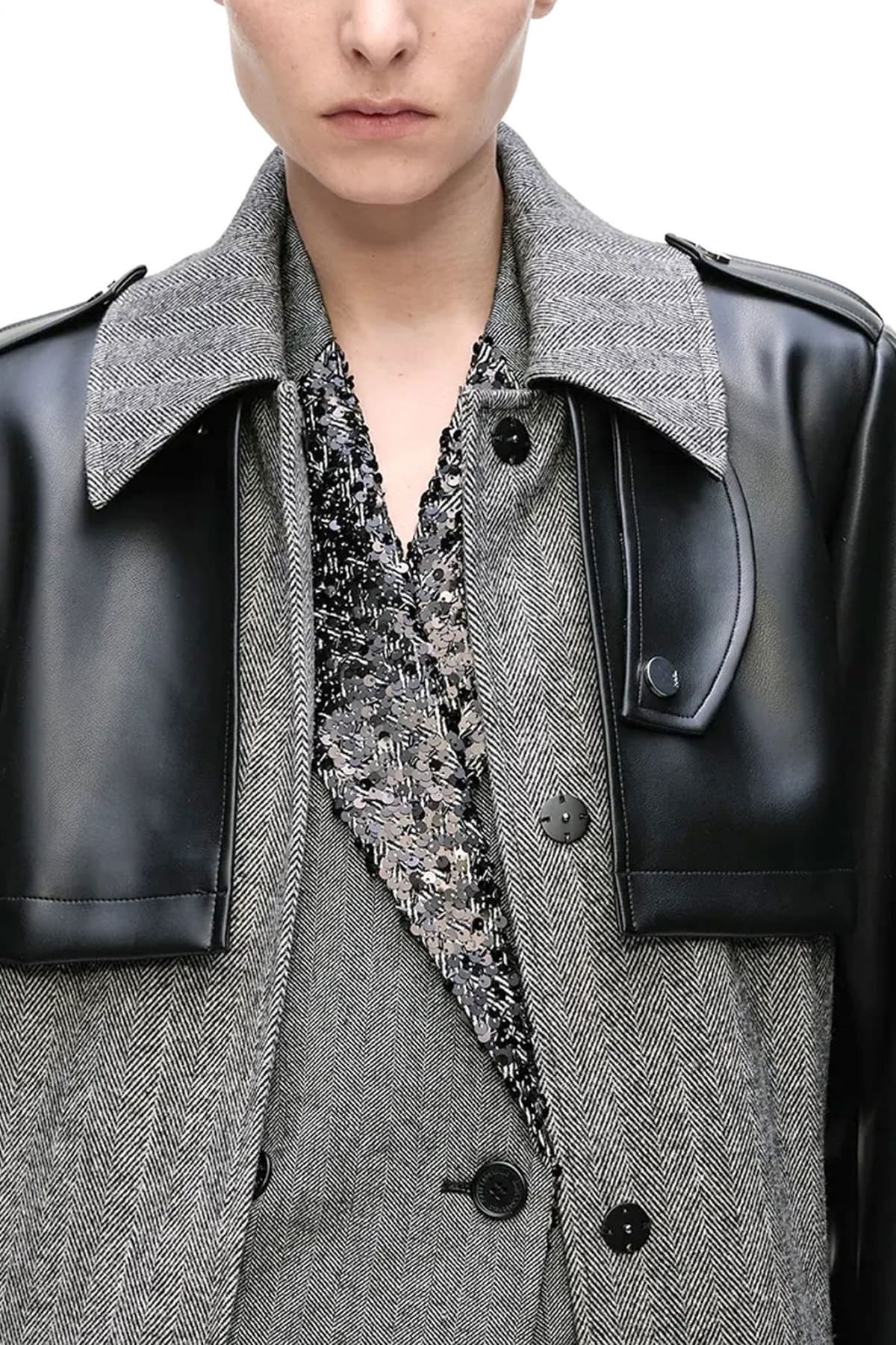 KARL LAGERFELD ΠΑΛΤΟ ΑΠΟΣΠΩΜΕΝΗ ΖΩΝΗ ΓΚΡΙ-ΜΑΥΡΟ