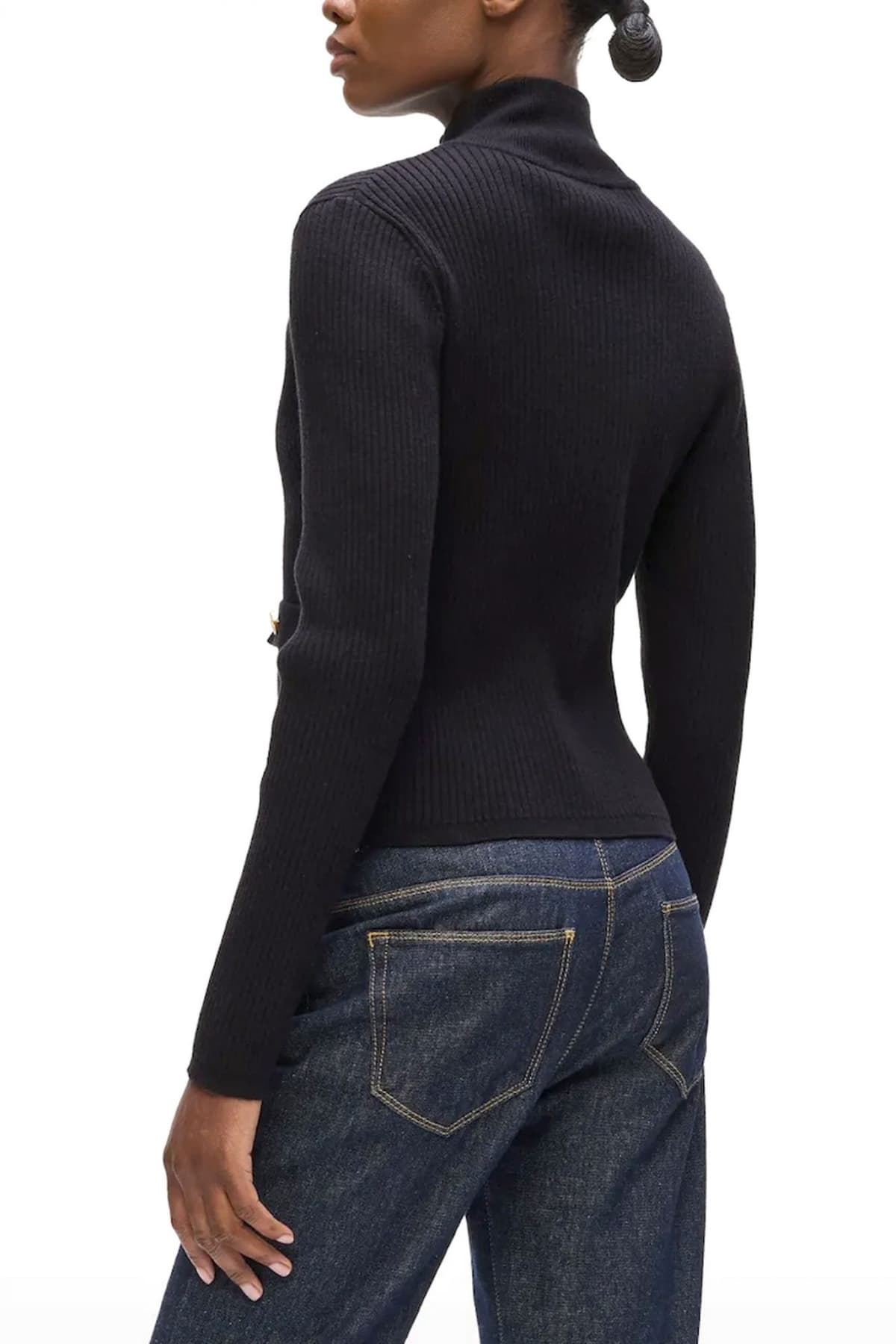 KARL LAGERFELD ΖΑΚΕΤΑ ΠΛΕΚΤΟ RIB KNIT CARDIGAN ΛΟΥΠΕΤΟ ΚΟΥΜΠΙΑ ΜΑΥΡΟ