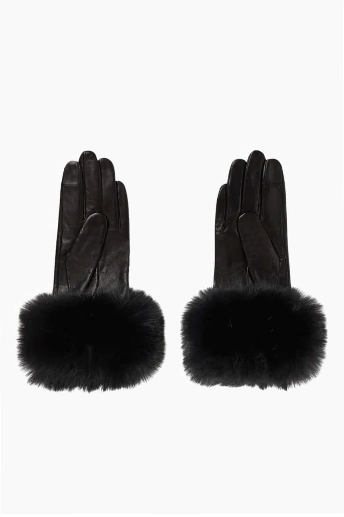 KARL LAGERFELD ΓΑΝΤΙΑ ΔΕΡΜΑ K/SIGNATURE FAUX FUR FF ΓΟΥΝΑ ΜΑΥΡΟ