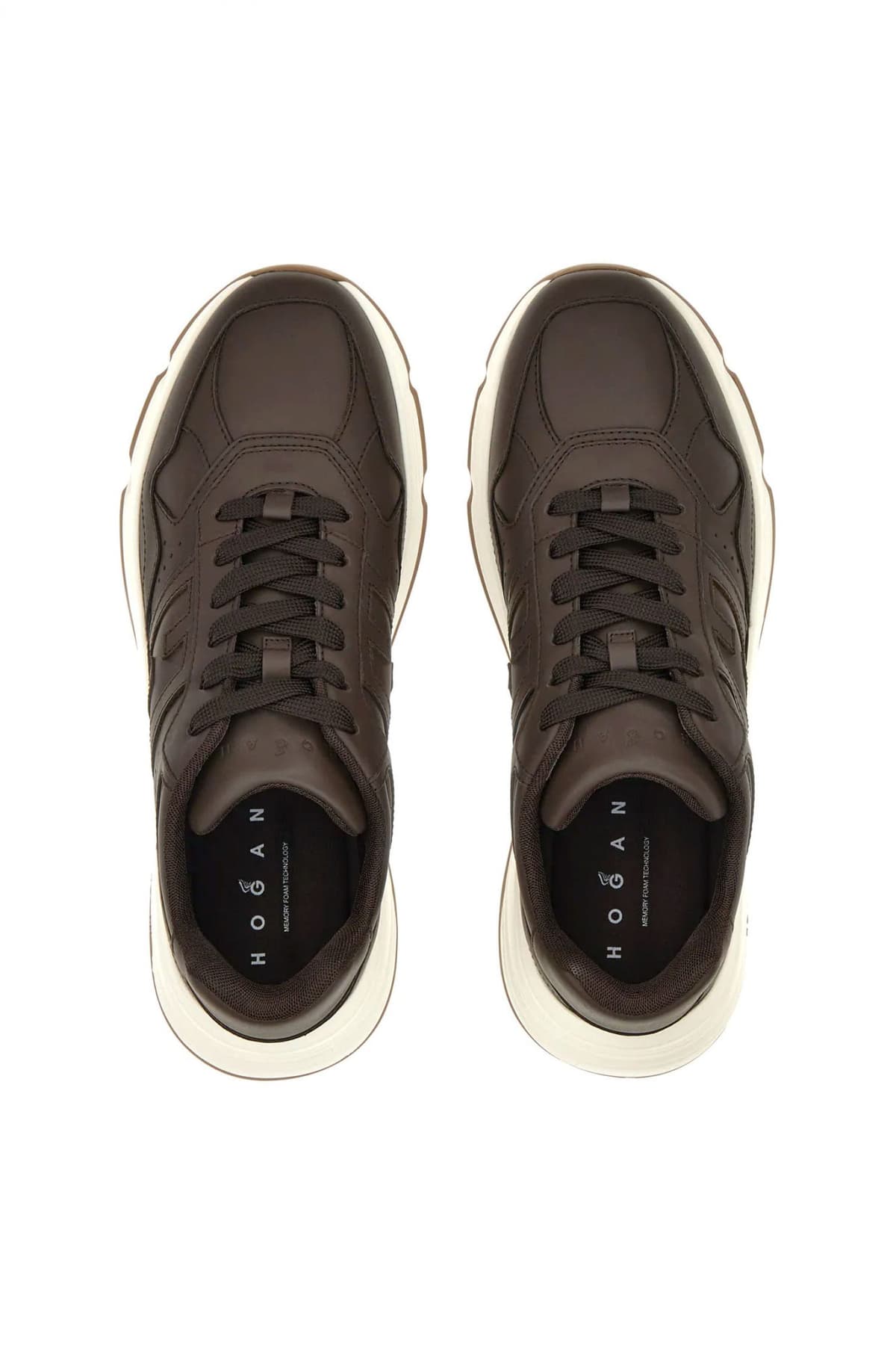 HOGAN ΠΑΠΟΥΤΣΙΑ SNEAKERS HYPERLIGHT ALLACCIATO H ΔΕΡΜΑ ΚΑΦΕ