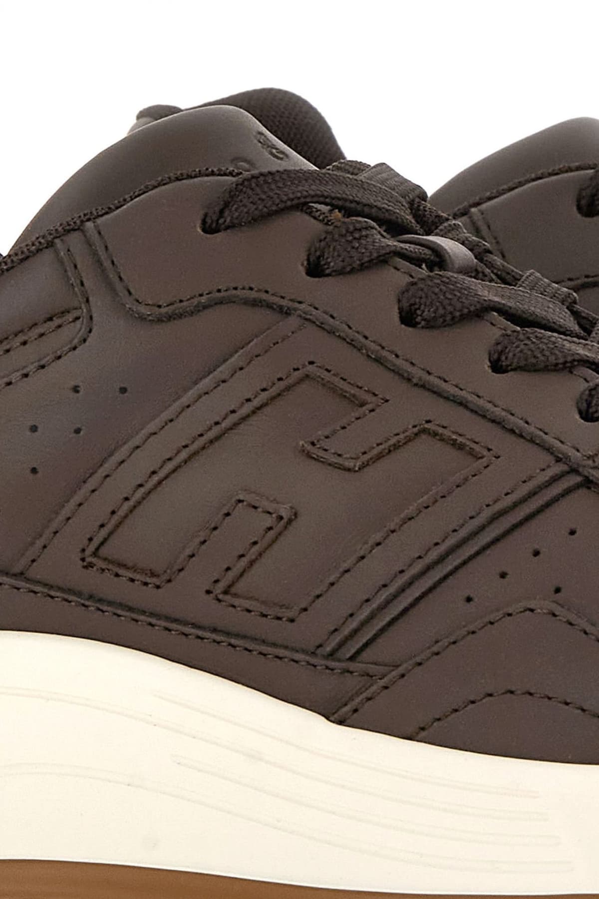 HOGAN ΠΑΠΟΥΤΣΙΑ SNEAKERS HYPERLIGHT ALLACCIATO H ΔΕΡΜΑ ΚΑΦΕ