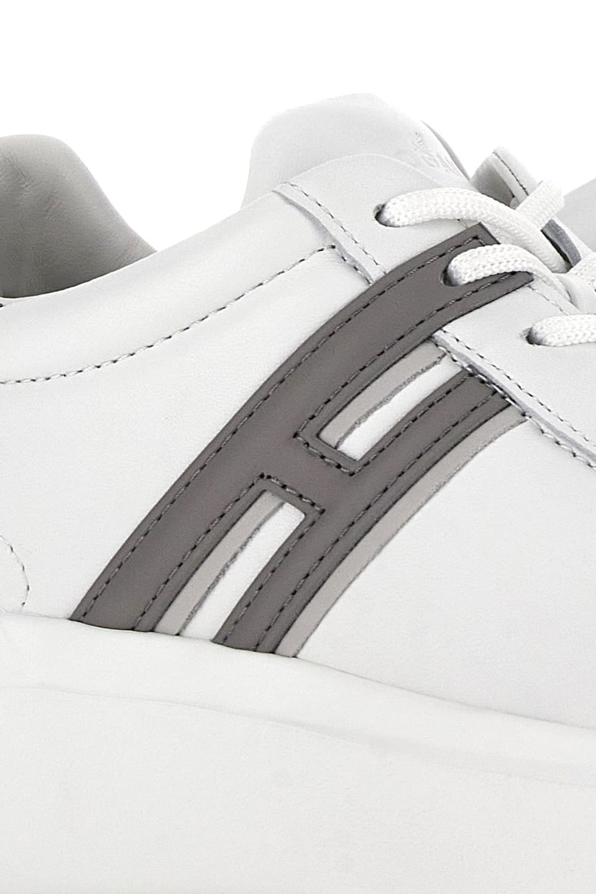 HOGAN ΠΑΠΟΥΤΣΙΑ SNEAKERS H580 ALLACCIATO H SLASH ΛΕΥΚΟ-ΓΚΡΙ