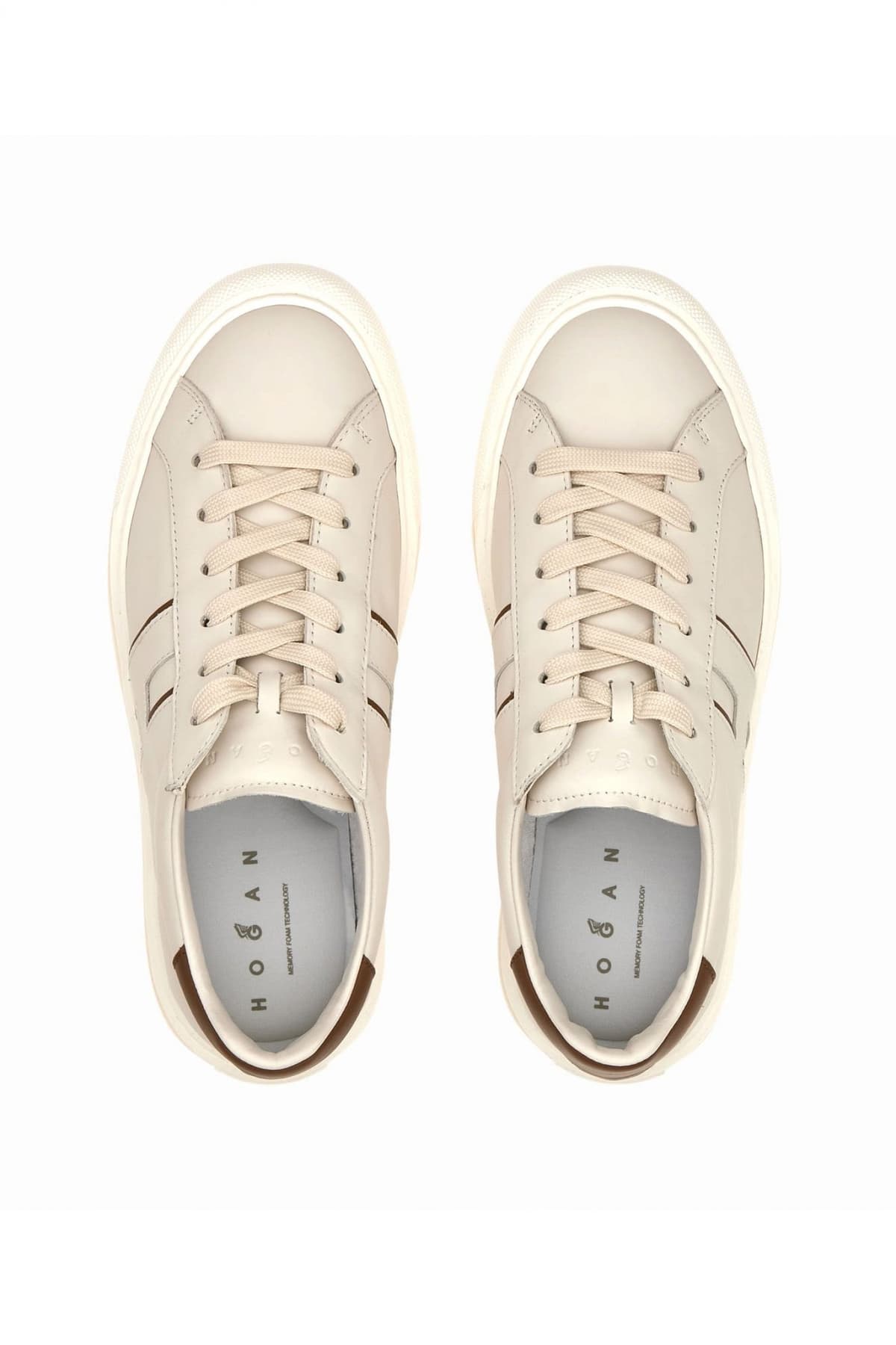 HOGAN ΠΑΠΟΥΤΣΙΑ SNEAKERS H691 ALLACCIATO H ΛΕΥΚΟ-ΚΑΦΕ