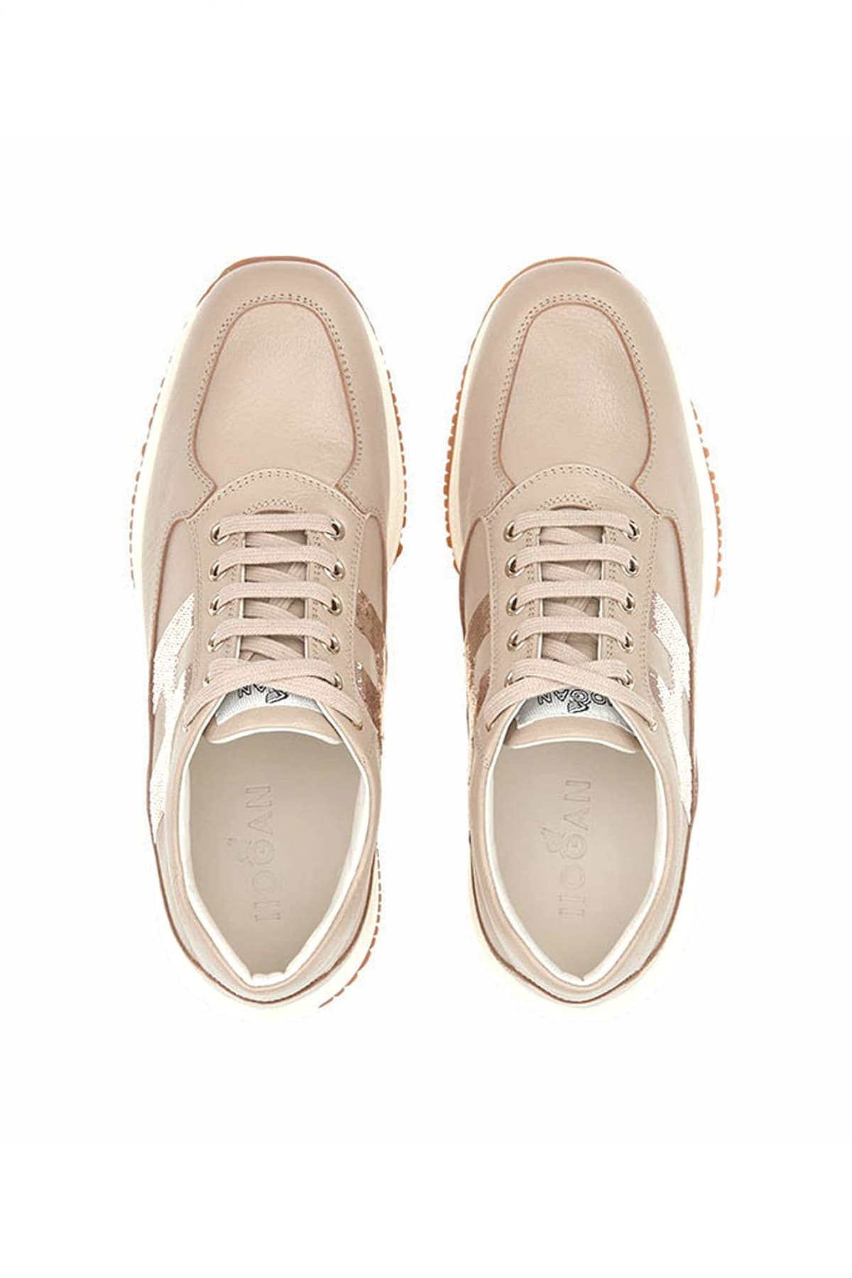 HOGAN ΠΑΠΟΥΤΣΙΑ SNEAKERS INTERACTIVE H MICROPAILLETTES LOGO ΠΑΓΙΕΤΑ ΜΠΕΖ