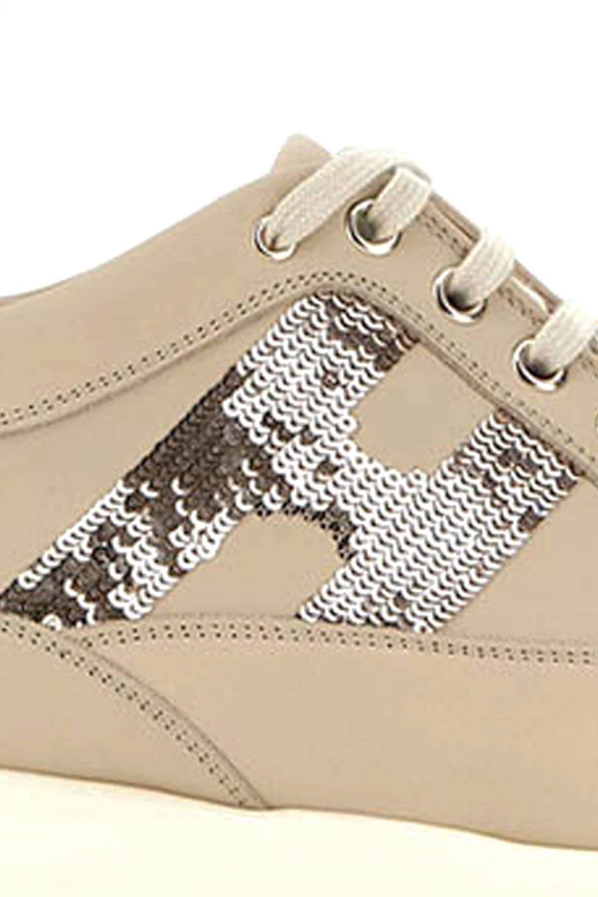 HOGAN ΠΑΠΟΥΤΣΙΑ SNEAKERS INTERACTIVE H MICROPAILLETTES LOGO ΠΑΓΙΕΤΑ ΜΠΕΖ