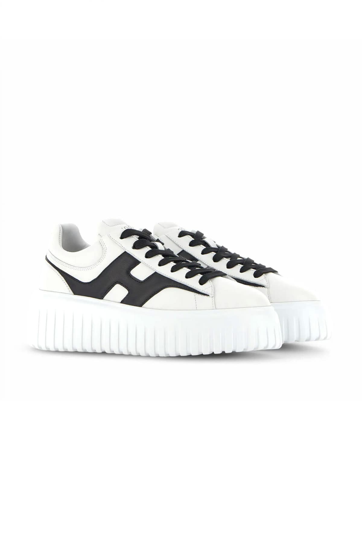 HOGAN ΠΑΠΟΥΤΣΙΑ SNEAKERS H-STRIPES ALLACCIATO H SPEZZATA ΛΕΥΚΟ-ΜΑΥΡΟ