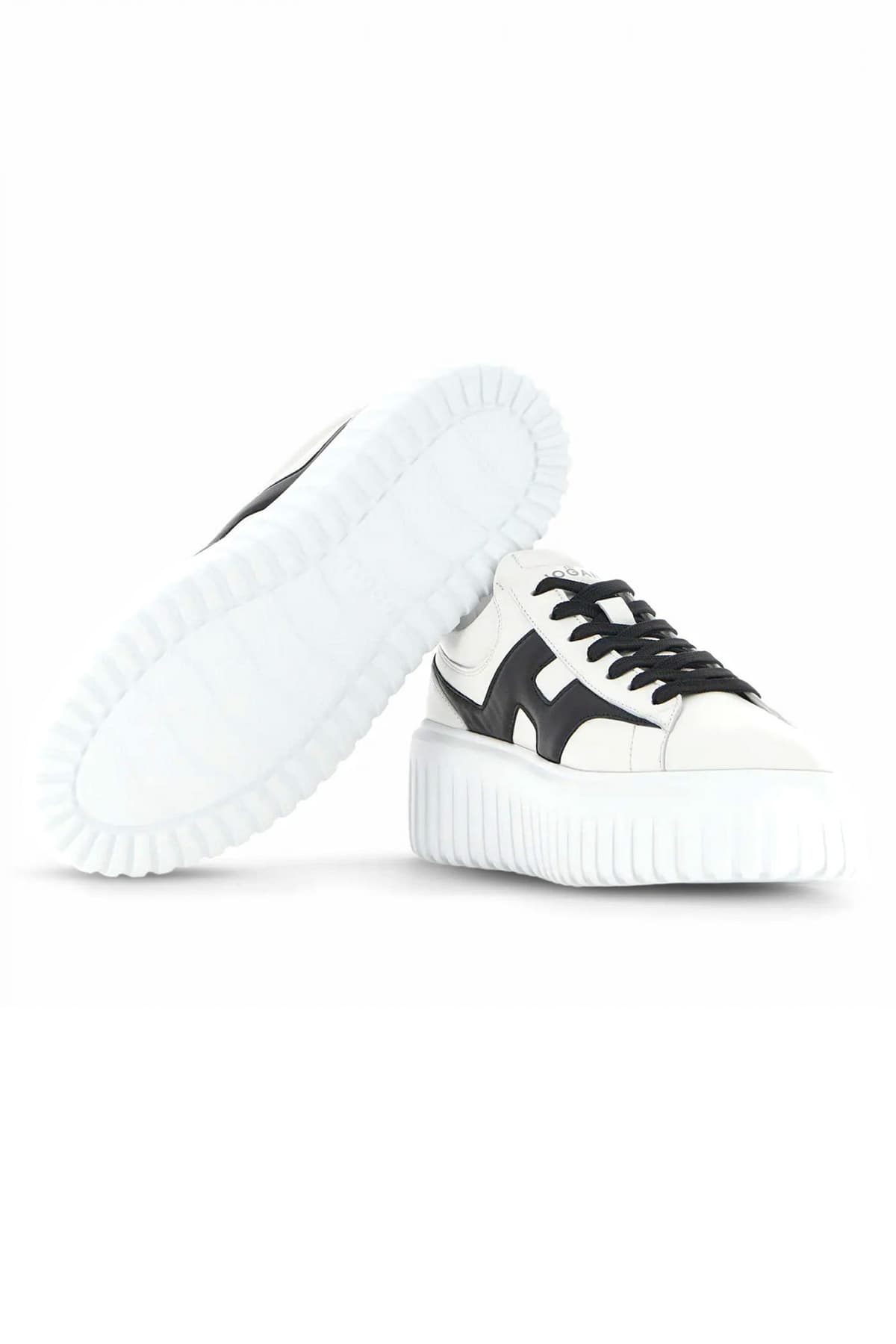 HOGAN ΠΑΠΟΥΤΣΙΑ SNEAKERS H-STRIPES ALLACCIATO H SPEZZATA ΛΕΥΚΟ-ΜΑΥΡΟ