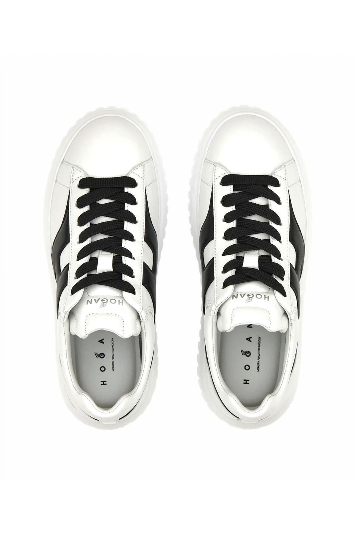 HOGAN ΠΑΠΟΥΤΣΙΑ SNEAKERS H-STRIPES ALLACCIATO H SPEZZATA ΛΕΥΚΟ-ΜΑΥΡΟ