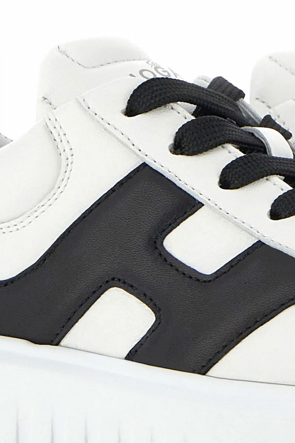 HOGAN ΠΑΠΟΥΤΣΙΑ SNEAKERS H-STRIPES ALLACCIATO H SPEZZATA ΛΕΥΚΟ-ΜΑΥΡΟ