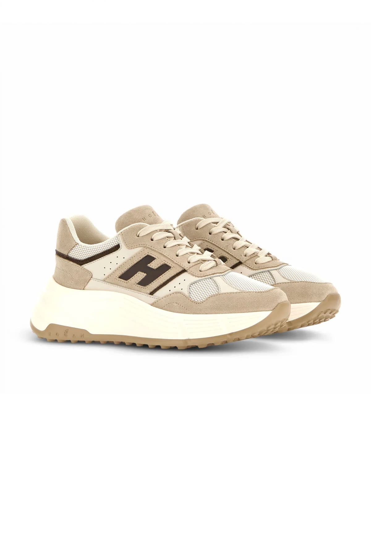 HOGAN ΓΥΝΑΙΚΕΙΑ ΠΑΠΟΥΤΣΙΑ SNEAKERS H669 ALLACCIATO H ΜΠΕΖ-ΚΑΦΕ