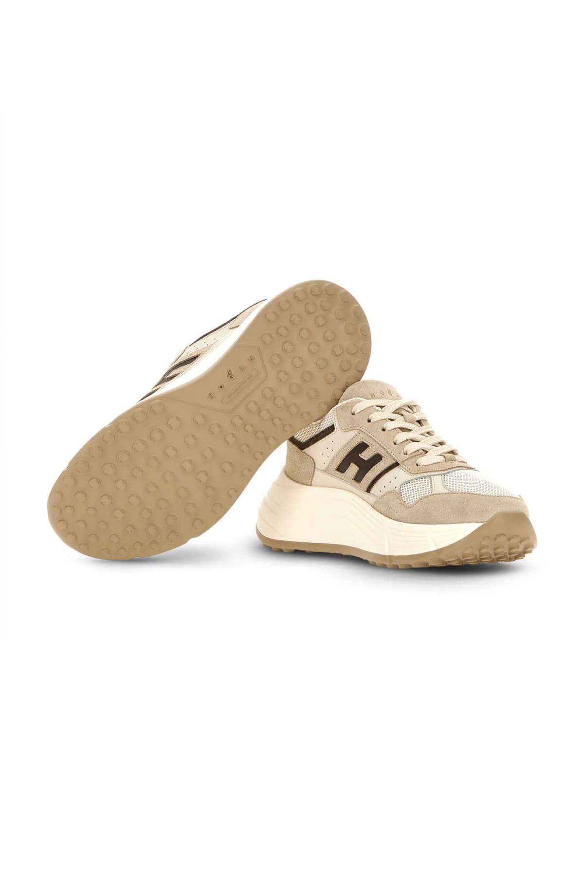 HOGAN ΓΥΝΑΙΚΕΙΑ ΠΑΠΟΥΤΣΙΑ SNEAKERS H669 ALLACCIATO H ΜΠΕΖ-ΚΑΦΕ