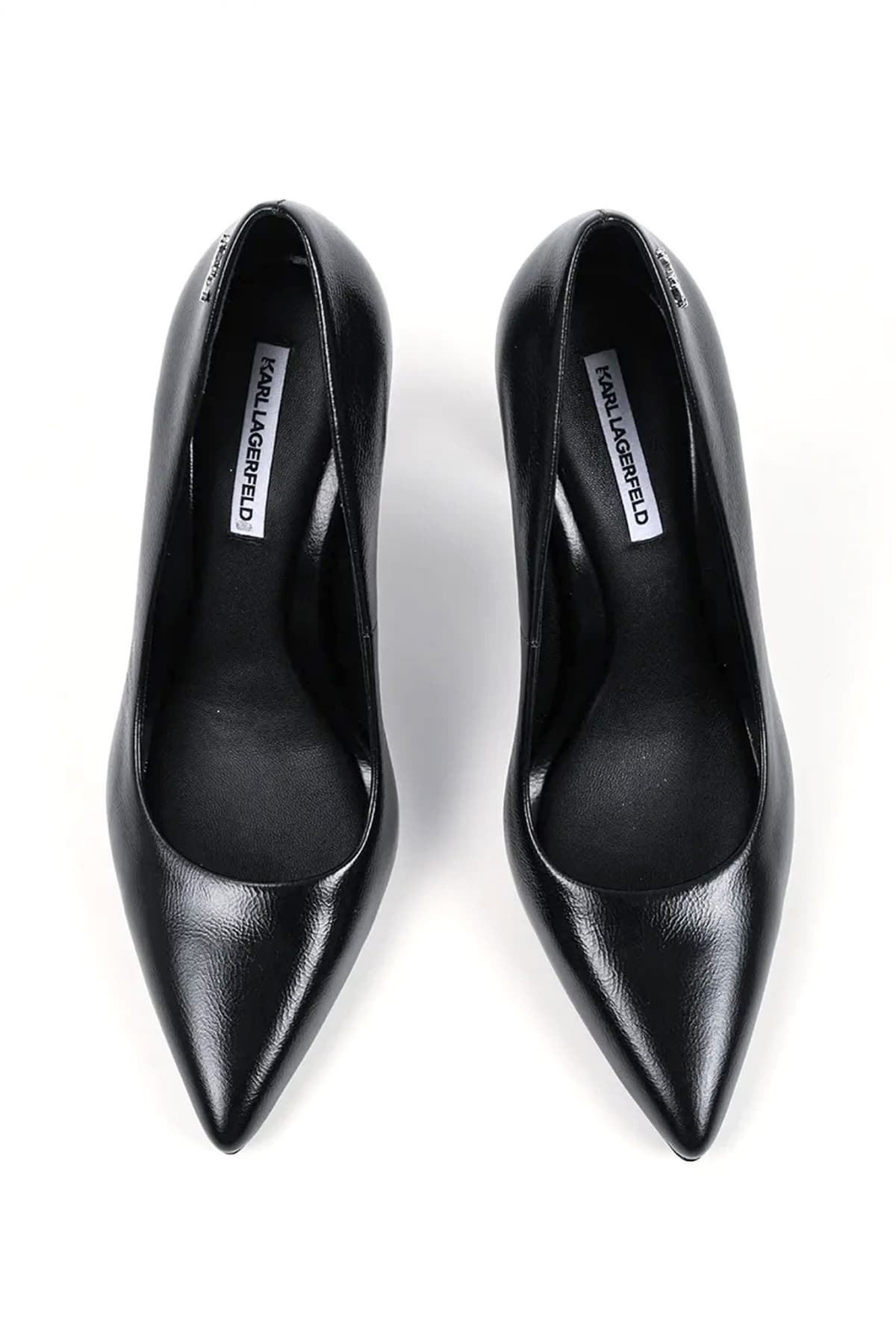 KARL LAGERFELD ΠΑΠΟΥΤΣΙΑ ΓΟΒΕΣ DEBUTANTE PUMP METAΛΛΙΚΟ LOGO ΜΑΥΡΟ