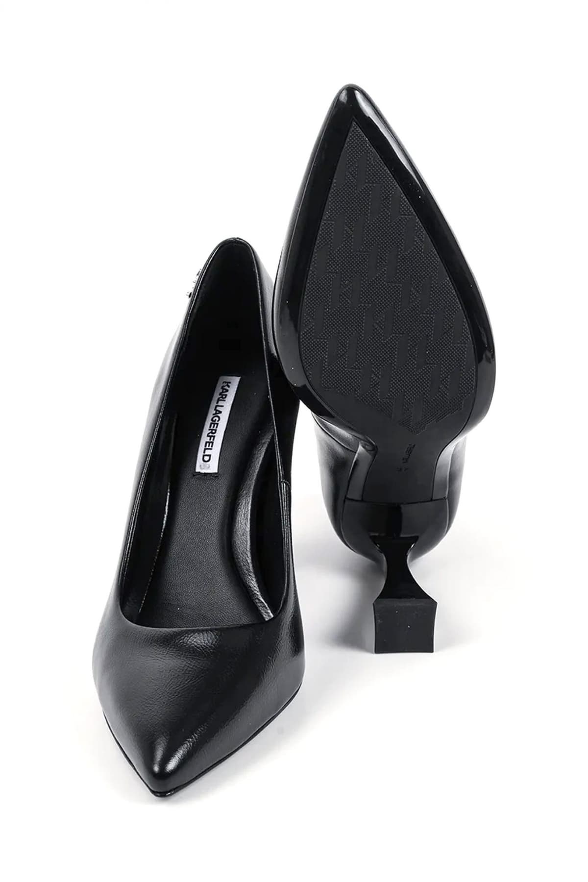 KARL LAGERFELD ΠΑΠΟΥΤΣΙΑ ΓΟΒΕΣ DEBUTANTE PUMP METAΛΛΙΚΟ LOGO ΜΑΥΡΟ