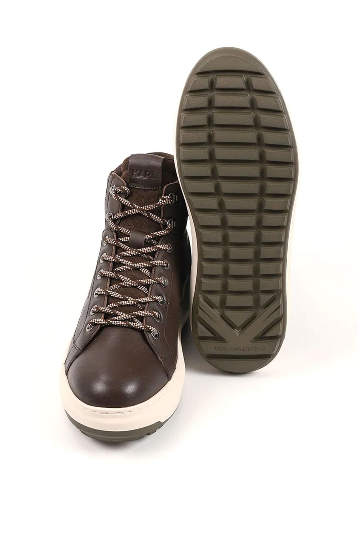 KARL LAGERFELD ΠΑΠΟΥΤΣΙ ΜΠΟΤΑΚΙ KAPRI LUG HIKER LACE ΚΑΦΕ