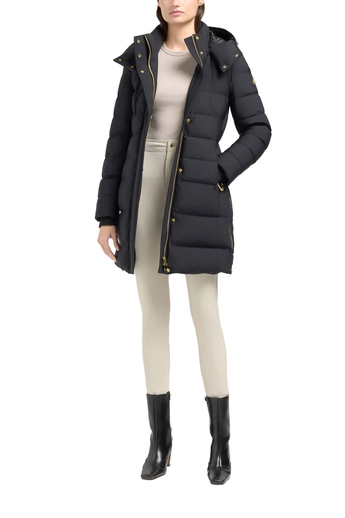 MOOSE KNUCKLES ΜΠΟΥΦΑΝ ΦΟΥΣΚΩΤΟ ΑΠΟΣΠΩΜΕΝΗ ΚΟΥΚΟΥΛΑ ΓΙΑΚΑΣ LOGO ΜΕΤΑΛΛΙΚΟ ΜΑΥΡΟ