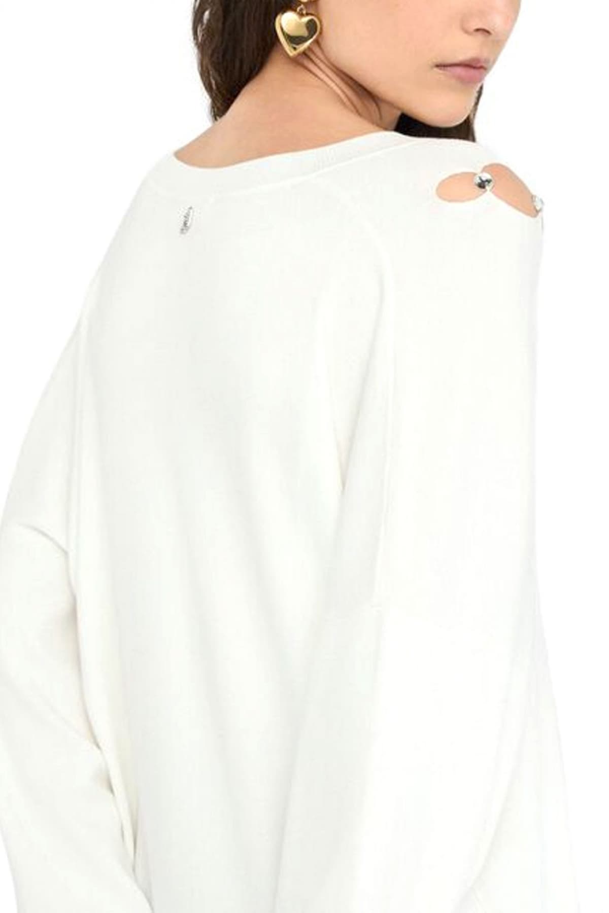 LIU-JO BETTER ΠΛΕΚΤΟ V-NECK ΑΝΟΙΓΜΑΤΑ ΜΕ ΛΕΠΤΟΜΕΡΕΙΑ ΚΡΥΣΤΑΛΛΑ ΛΕΥΚΟ